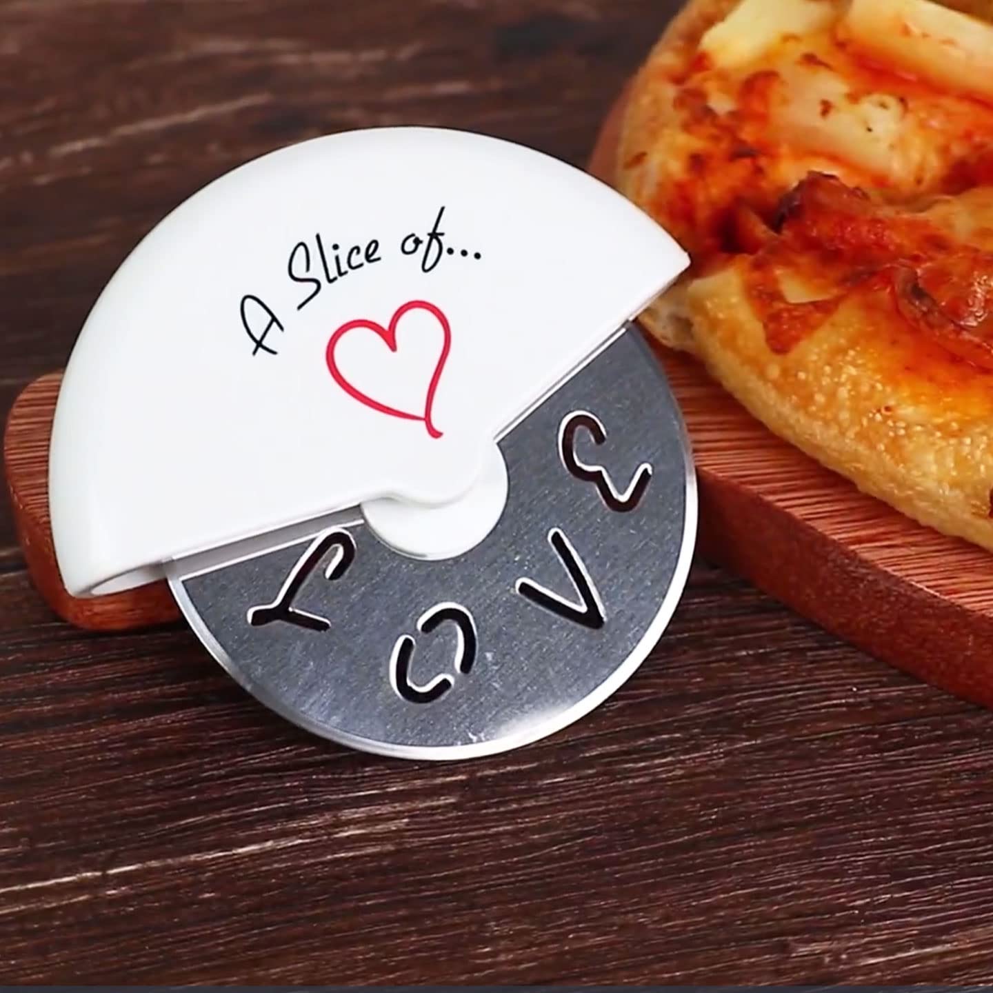 Kate Aspen ''A Slice Of Love'' Stainless Steel Pizza Cutter Wheel In Miniature Pizza Box, Wedding Favor, Bridal Shower Favor, St