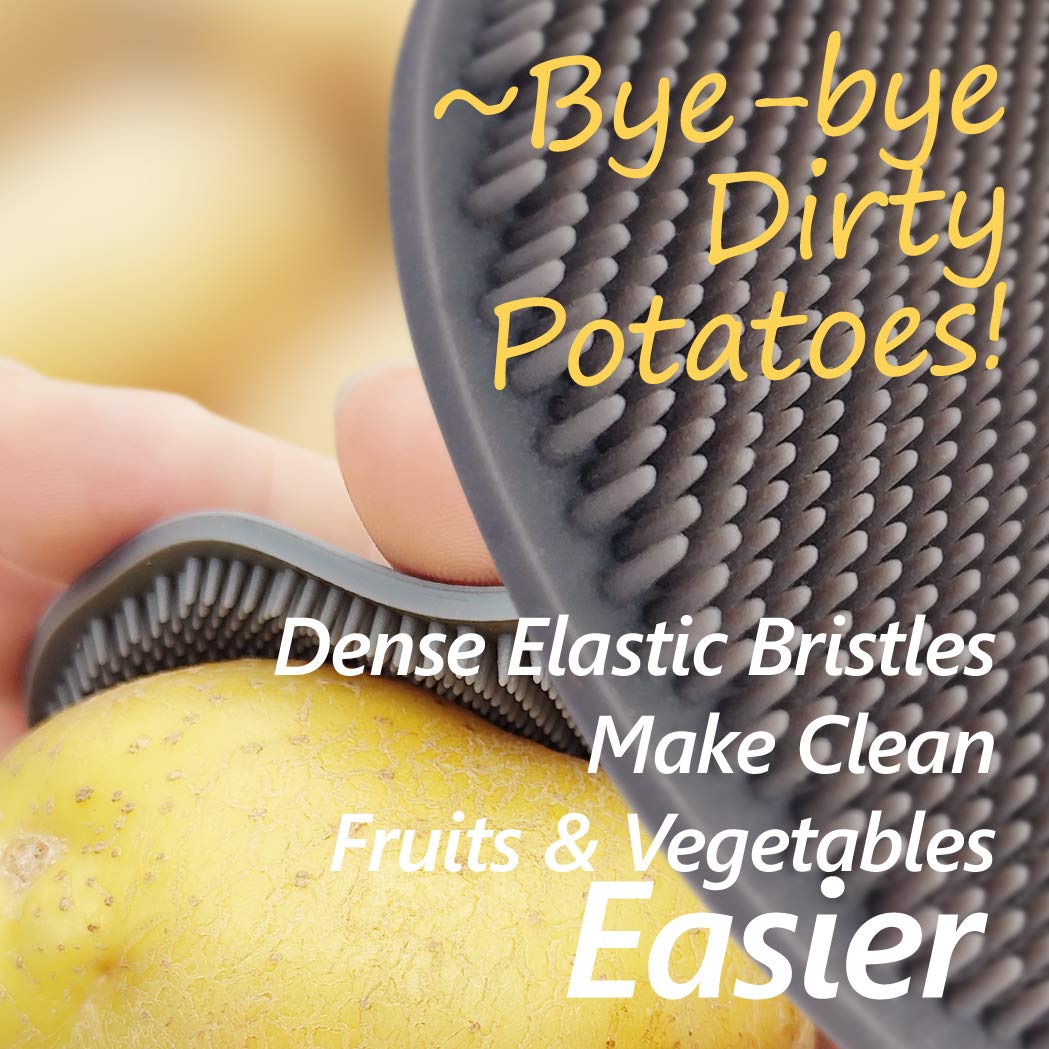 Vegetable Brush - Vegetable Brush Scrubber for Food - Vegetable Cleaner Potato Scrubber Brush Vegetable Scrubber Potato Brush Scrubber Veggie Brush Vegetable Scrub Brush Fruit Brush (Gray)