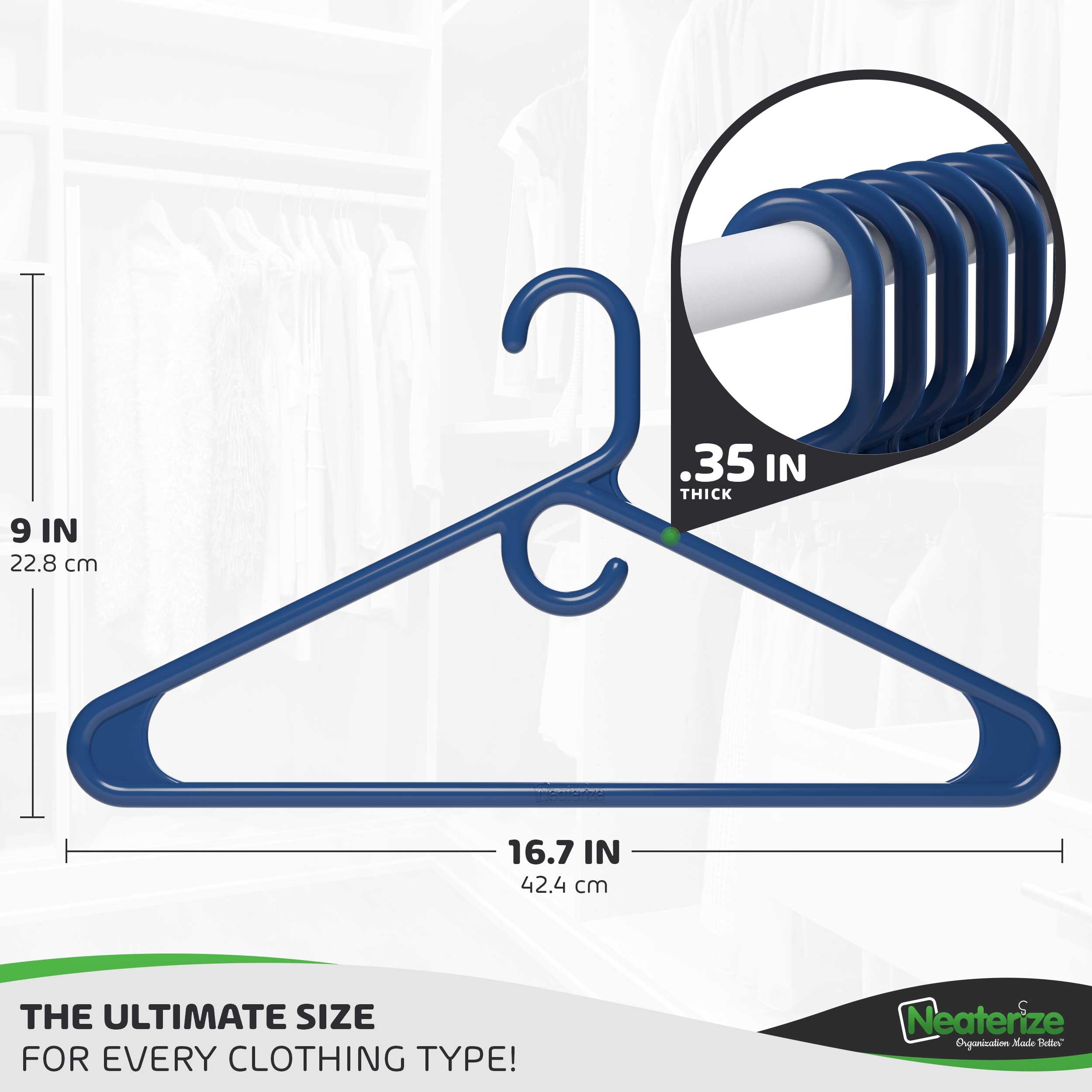 Neaterize Ultra Heavy Duty Plastic Clothes Hangers - Navy - Durable Coat, Suit And Clothes Hanger. Perchas De Ropa (38 Pack - Na