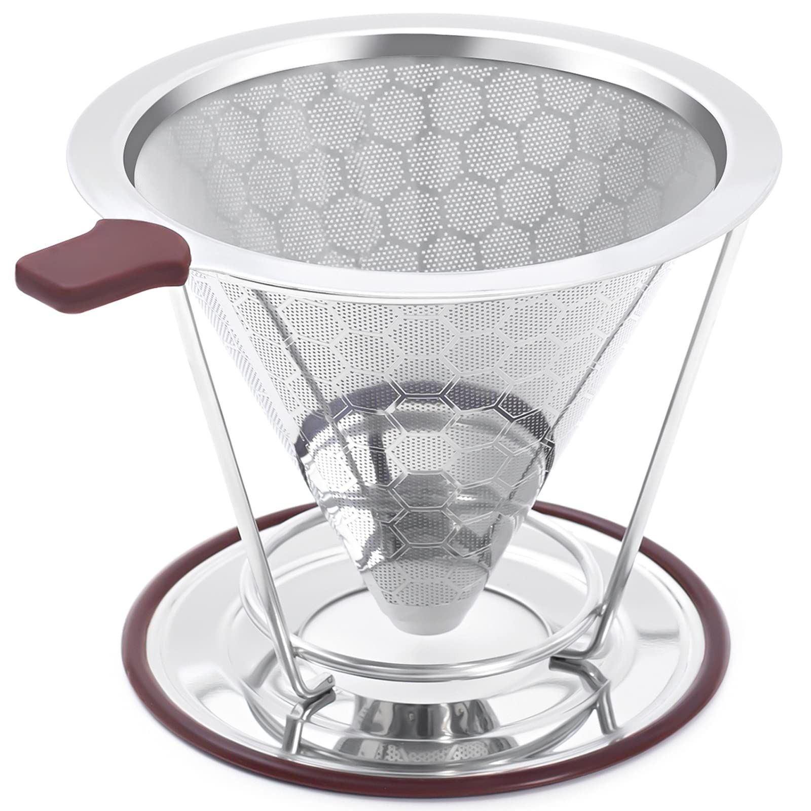 Pour Over Coffee Dripper, Misetto Stainless Steel Filter,Easy To Clean Paperless Pour Over Coffee Maker,Reusable Filter,Cone Dri