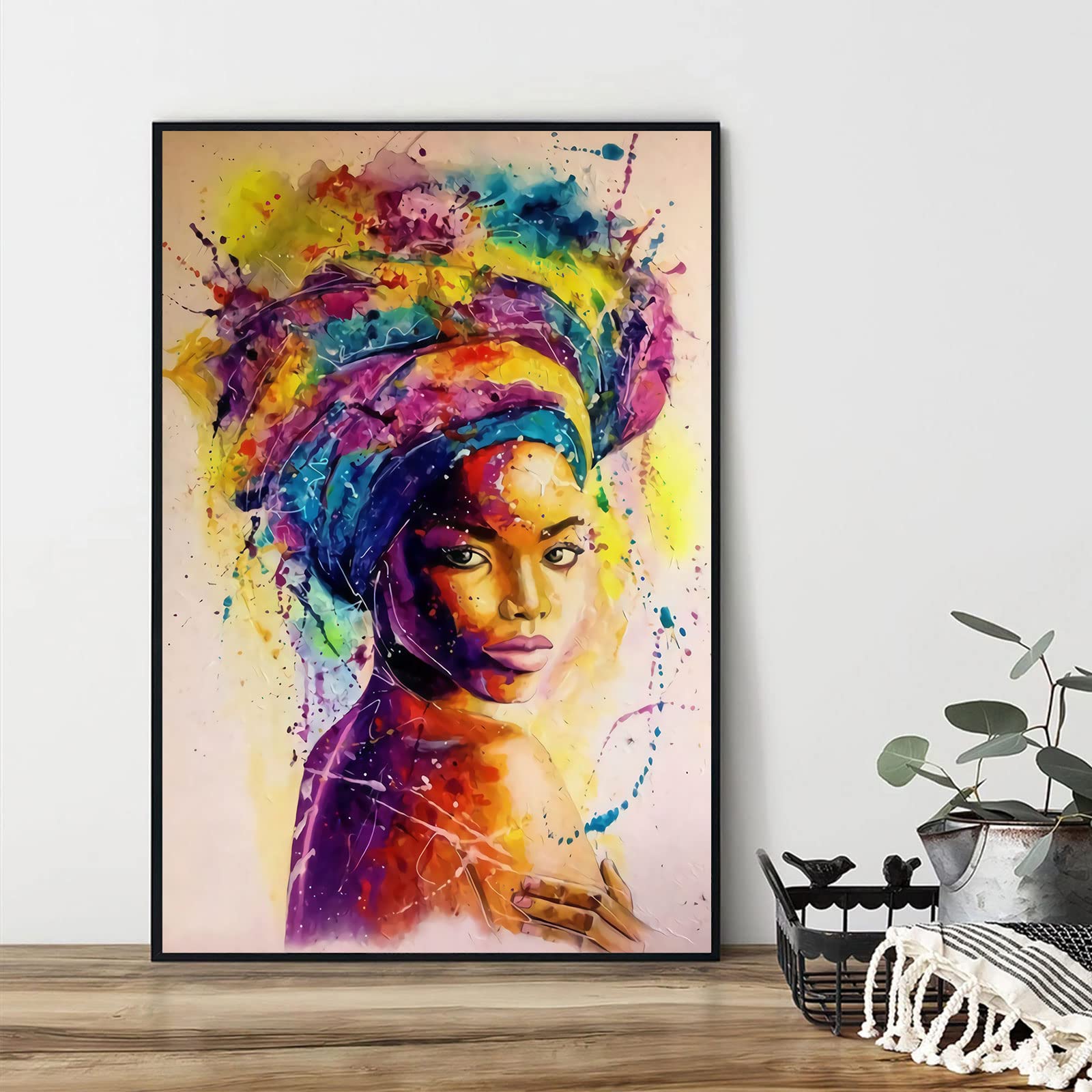 African Black Woman Graffiti Pictures Wall Decor,Art Poster African American Art Canvas Art Poster,Abstract African Girl Canvas