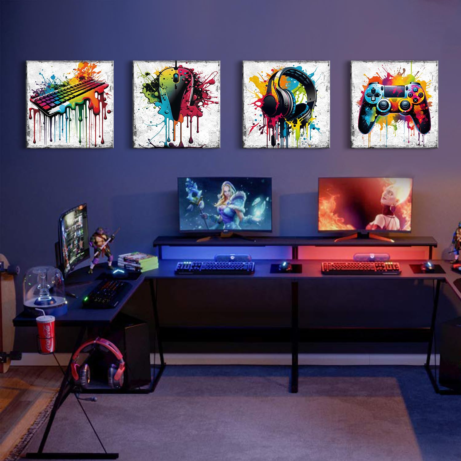 Gamer Room Wall Decor Gaming Wall Art For Bedroom Graffiti Gamepad Headphones Pictures Banksy Canvas Prints Game Poster Teen Boy