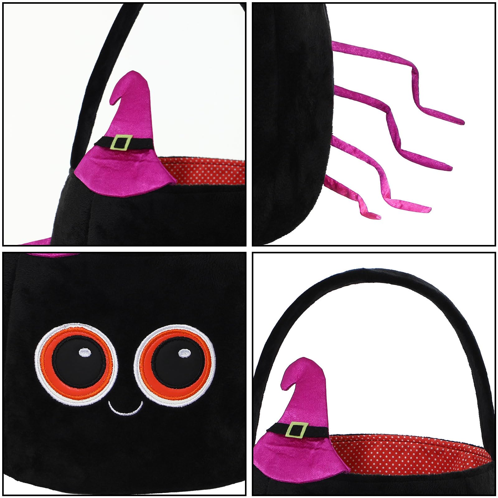 THOVSMOON Halloween Trick or Treat Bags Candy Basket Tote, Gift Bucket for Halloween Party Favor Supplies (Spider)