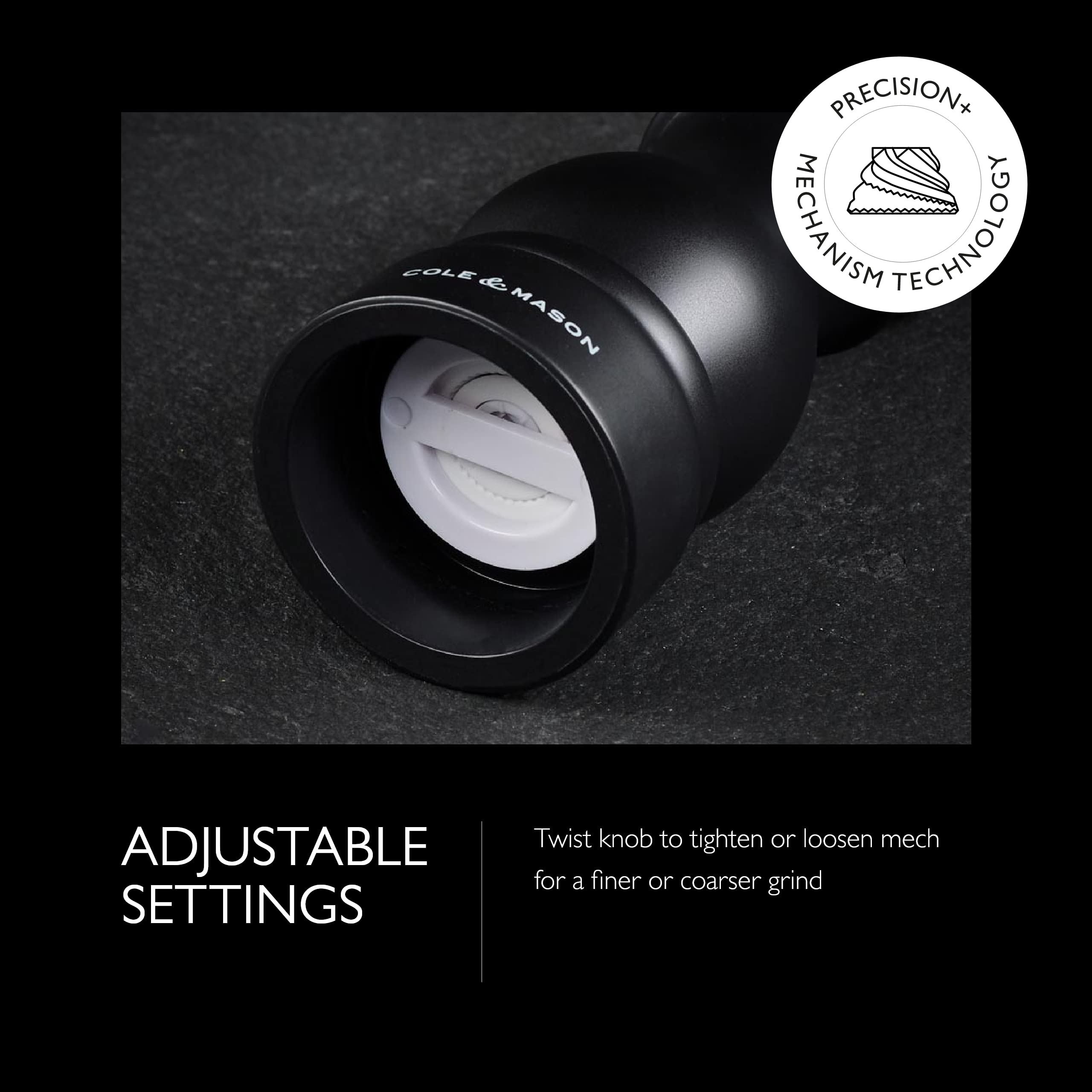 Cole & Mason Southwold Classic Salt & Pepper Mill Gift Set - Salt And Pepper Grinders With A Matte Finish - Adjustable & Refilla