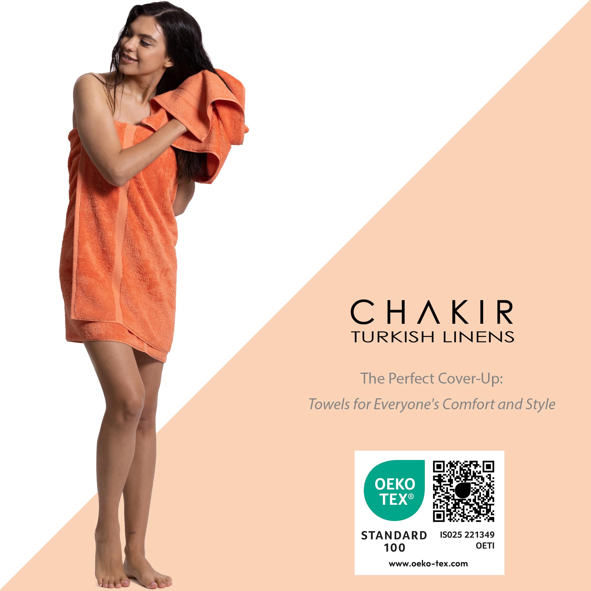 Chakir Turkish Linens  Hotel & Spa Quality 100% Cotton Premium Turkish Towels  Soft & Absorbent (4-Piece Bath Towels, Coral)