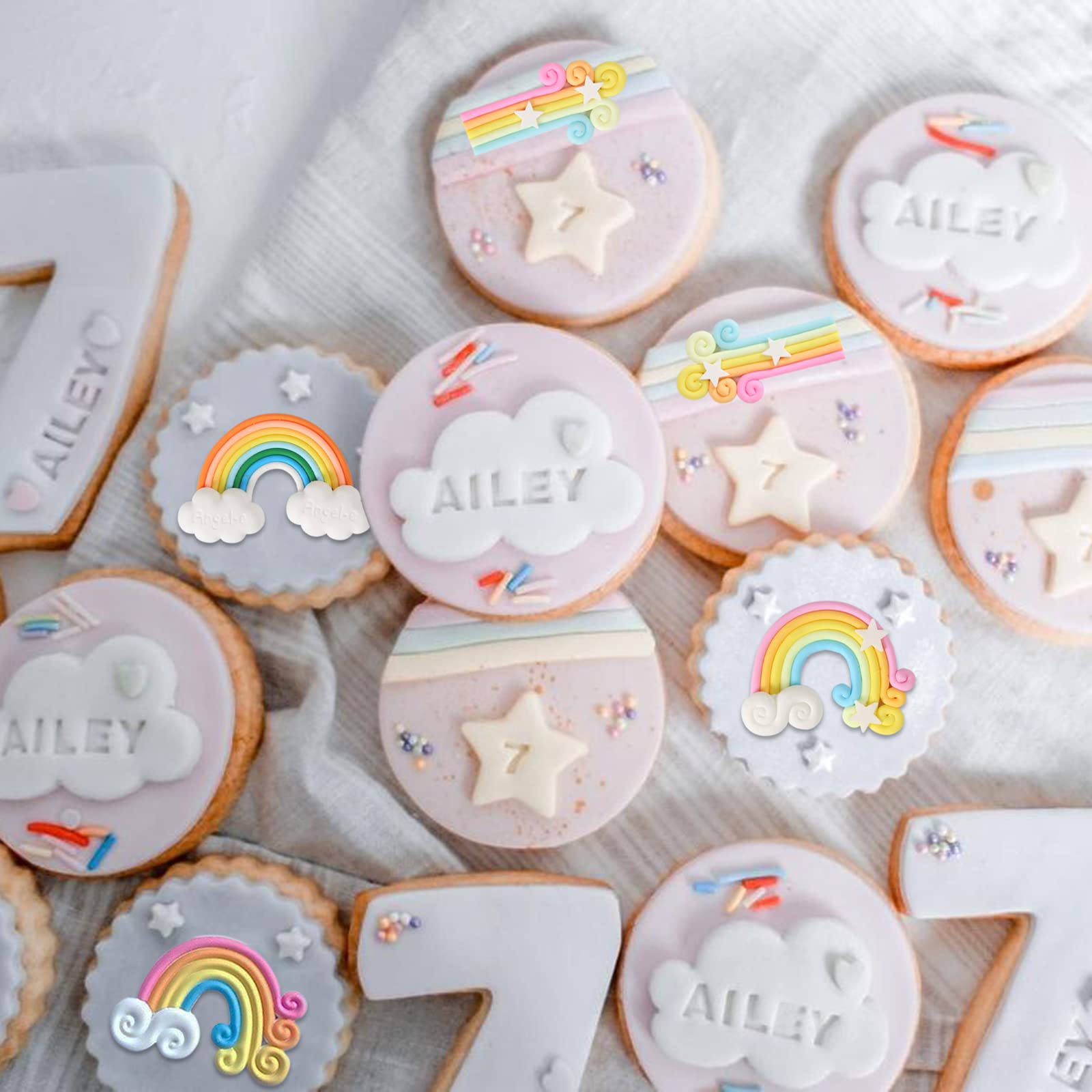 Cloud Fondant Molds 3 Pcs, Rainbow Silicone Mold For Chocolate Cake Decoration Candy Sugar Cupcake Topper Cake Pop Popsicle, Pol