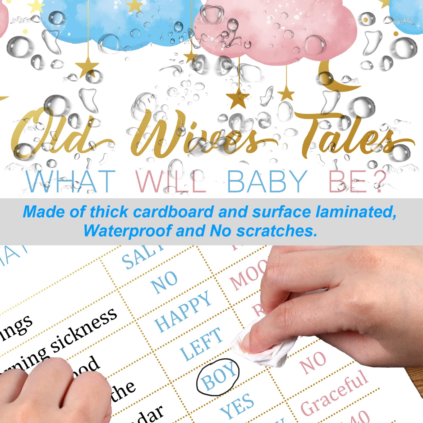 Twinkle Twinkle Little Star Baby Gender Reveal Party Supplies Kit,Photo Props Games Decorations,He Or She,Includes 3 Game Poster