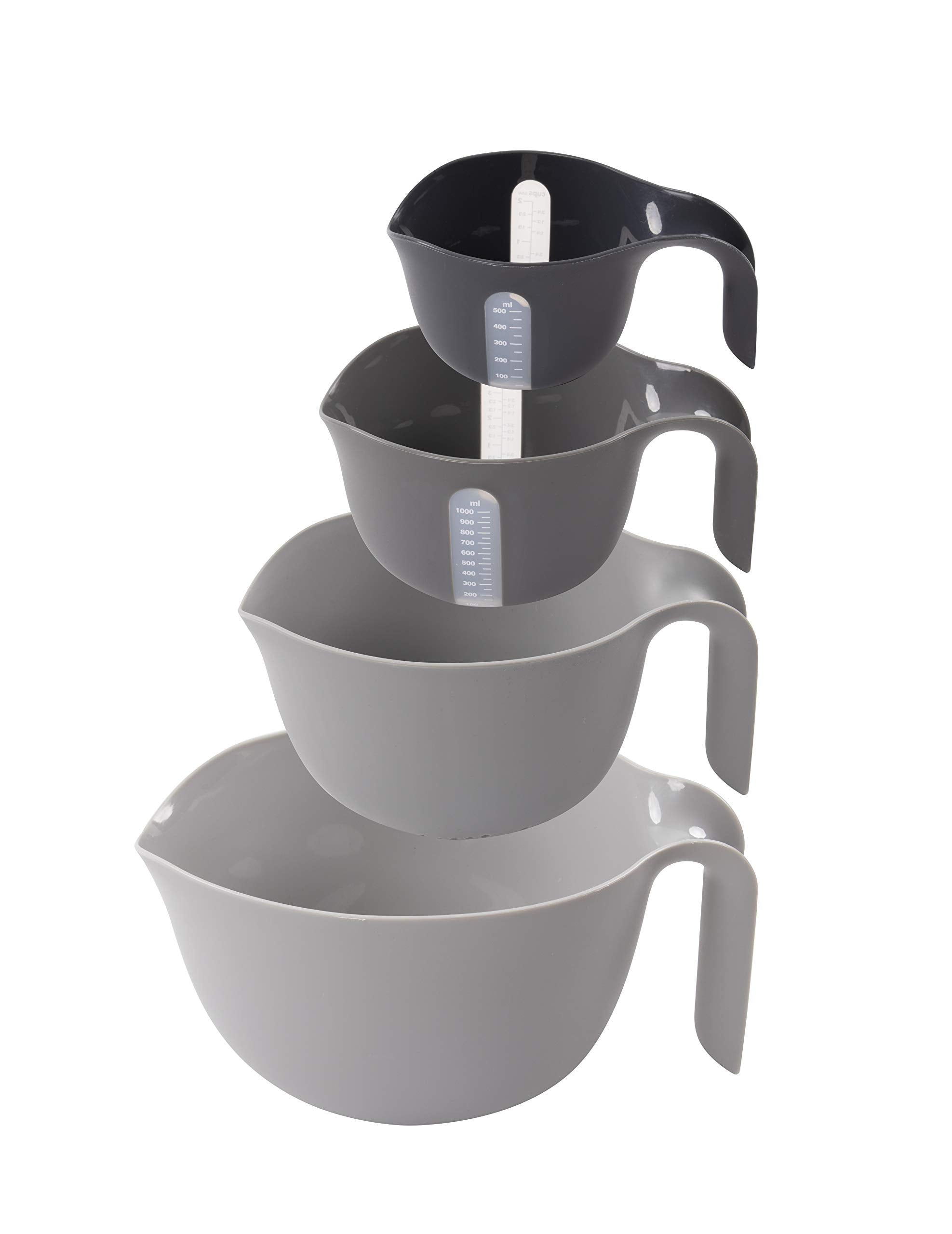 Dexas 4-Piece Nested Mixing Bowl Set, Gray Assortment, Gmbs4-432, 4 Pieces