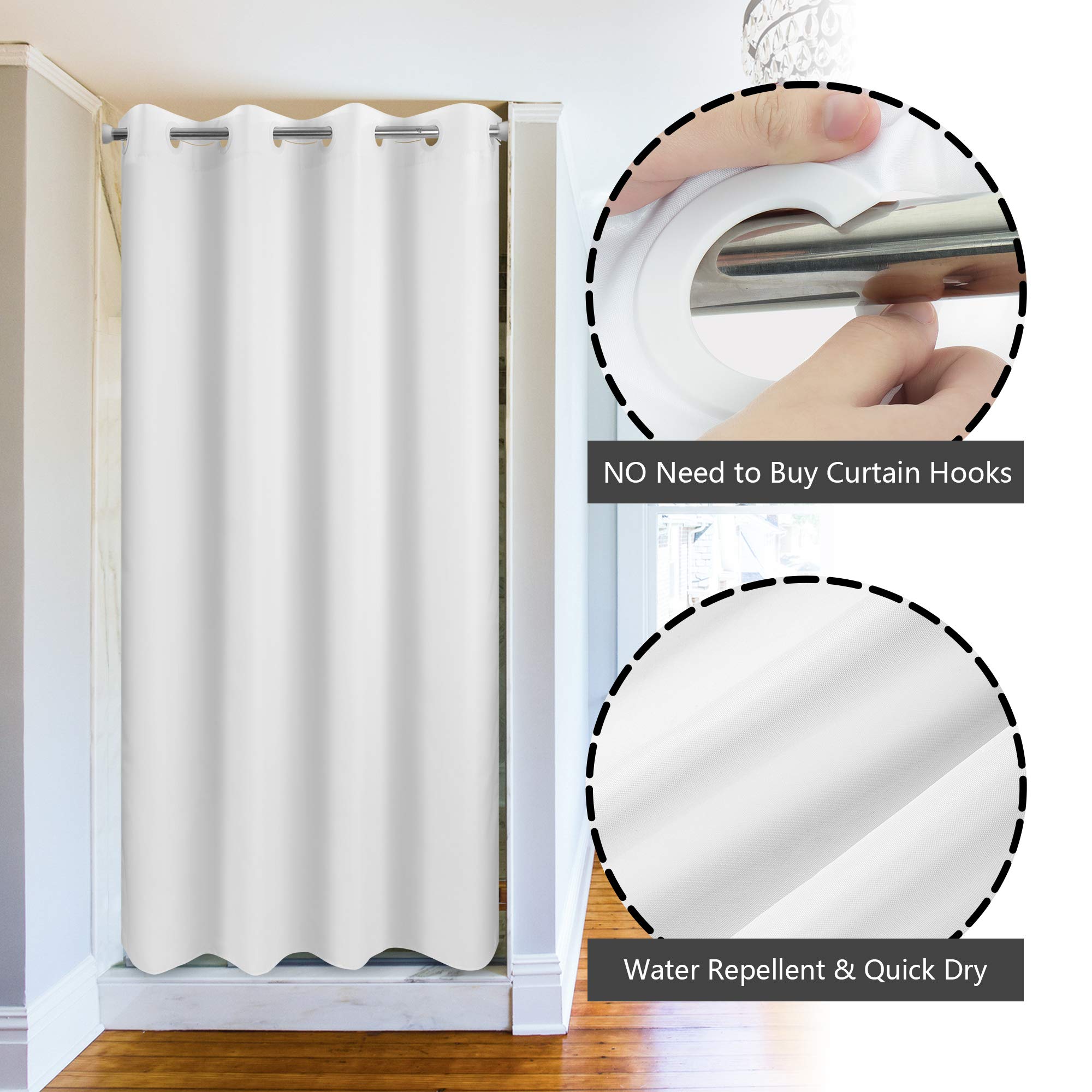 River Dream No Hook 60'' Width Shower Curtain Microfiber - Soft Fabric Shower Stall Curtain Hotel Grade, Waterproof & Machine Wa