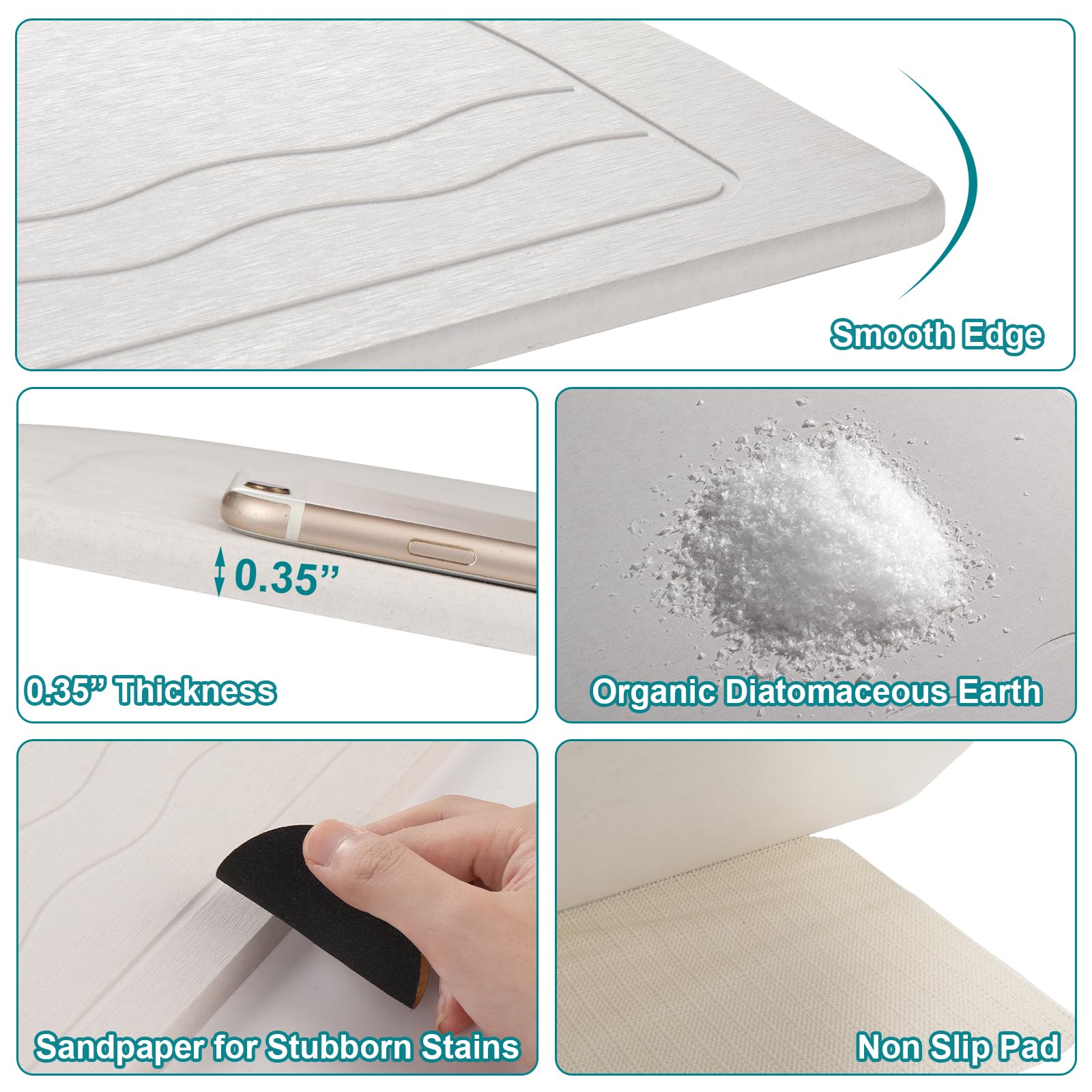 Elfcool Stone Bath Mat Diatomaceous Earth Shower Mat Non Slip Quick Dry Bath Stone Mat Super Absorbent Bathroom Floor Mat For Ba