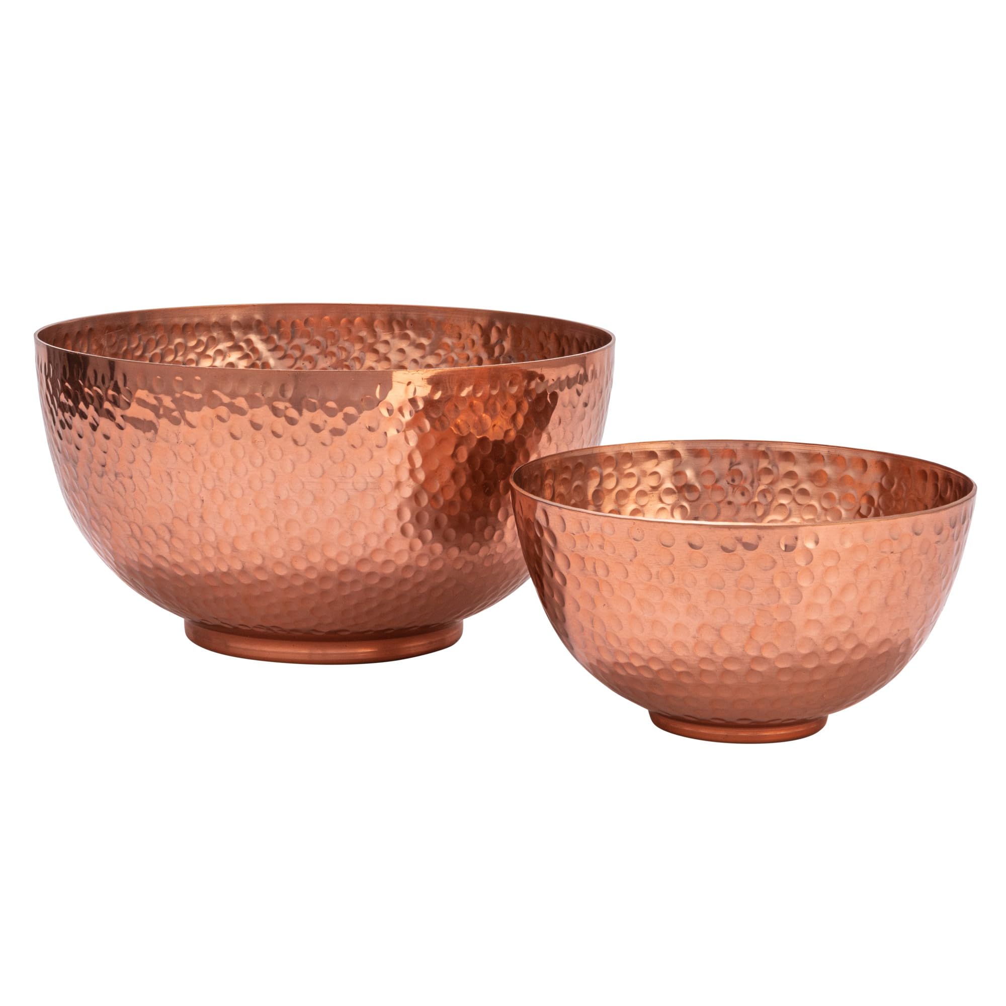 Bloomingville Round Hammered Metal, Set Of 2 Sizes, Copper Finish Bowl