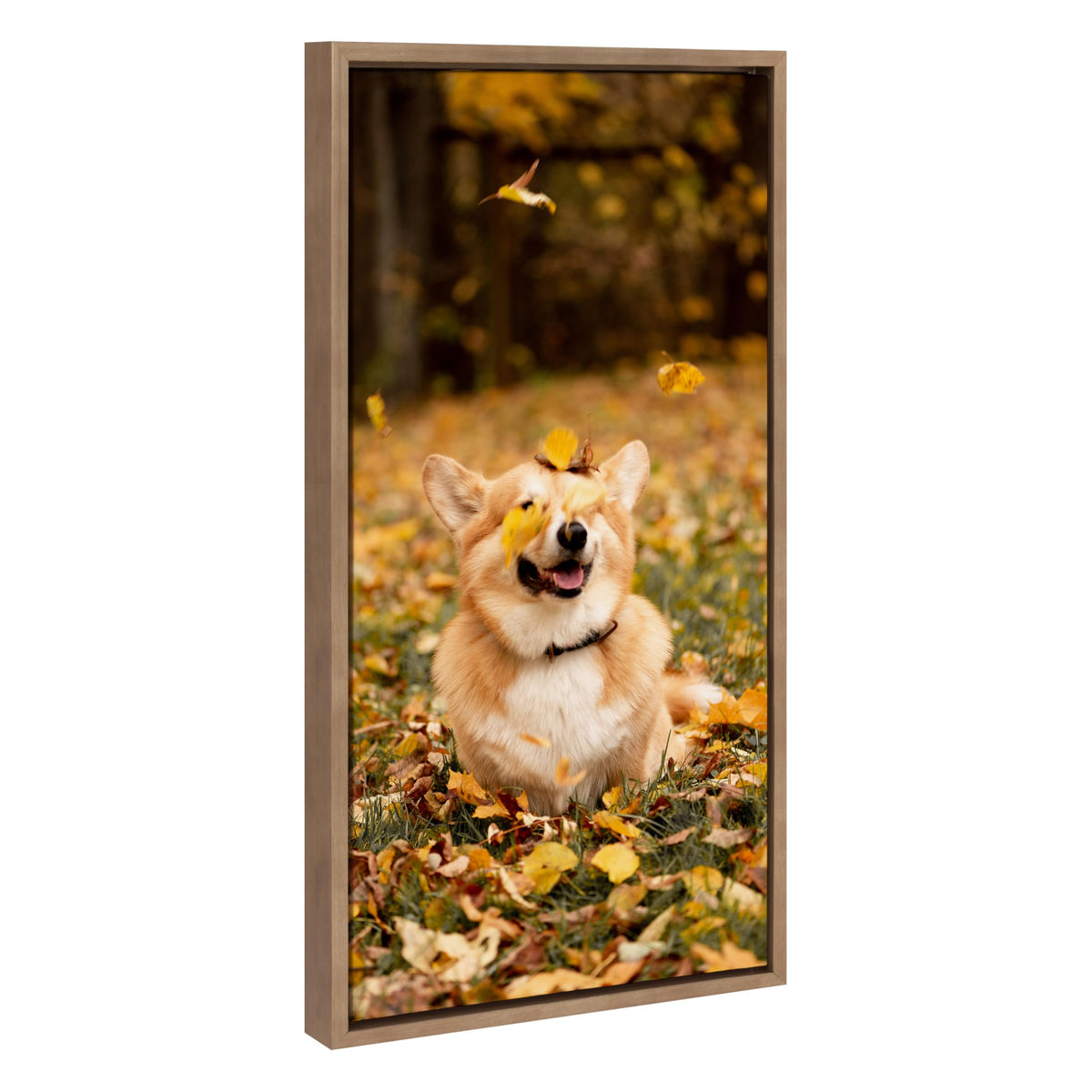 Kate And Laurel Custom Printed Framed Canvas Wall Art, 14X26.5 Gold, Sylvie Personal Canvas Print With Your Photos For Bedroom O