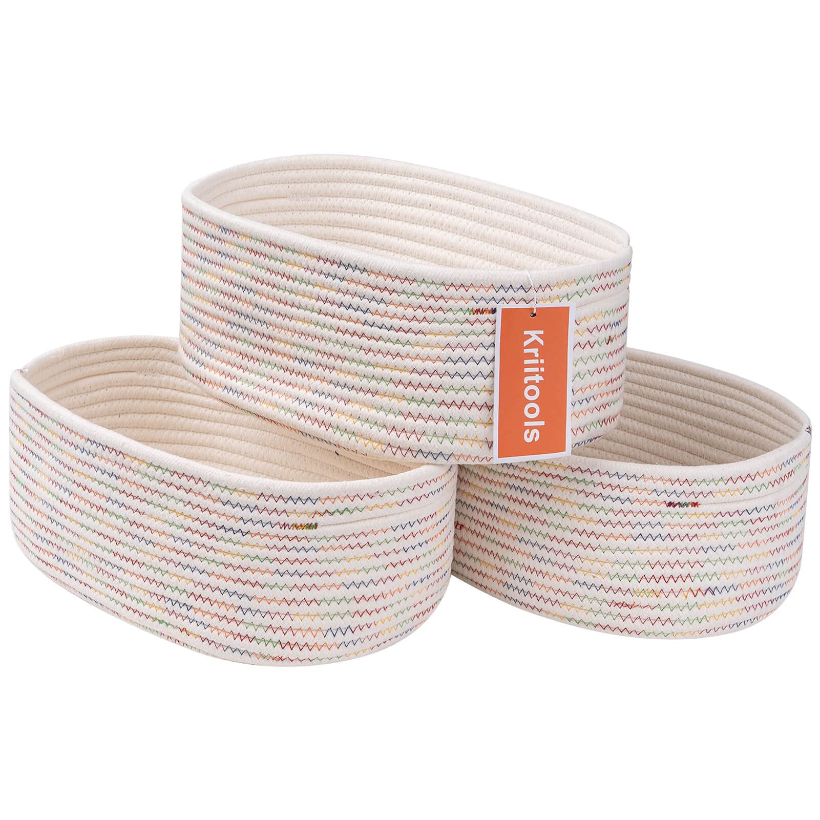 Kriitools Baskets&Bins For Shelf Storage &Organizing/Cute Basket To Store And Organize Daily Items/Woven Rope Basket For Living