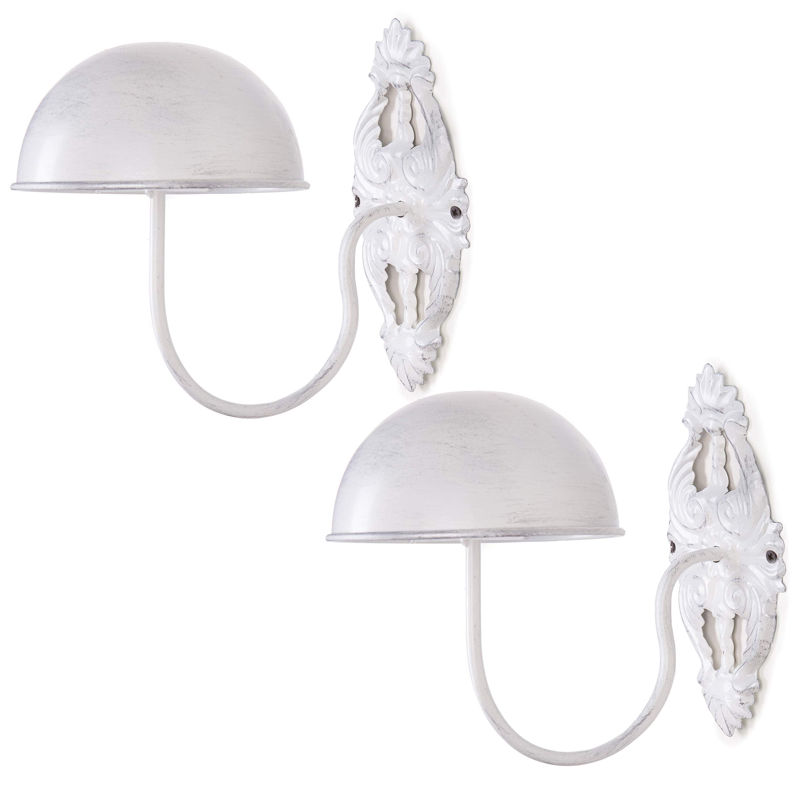 MyGift Hat Display Wall Mount,Set of 2 Wall-Mounted Black Metal Hat & Wig Display Racks (White)