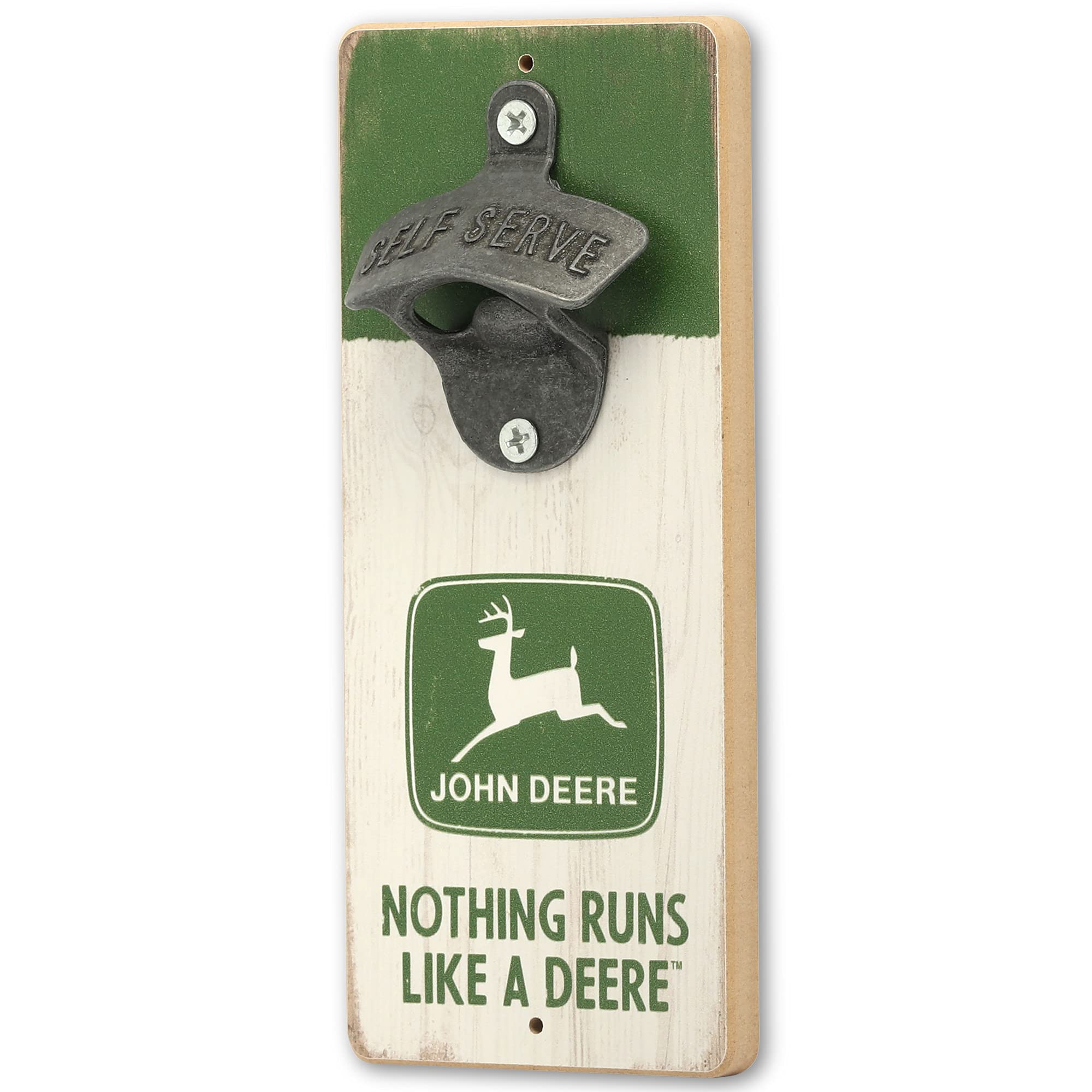 John Deere Wall Bottle Opener - Vintage John Deere Bottle Opener Made With Wood And Cast Metal - Nothing Runs Like A Deere