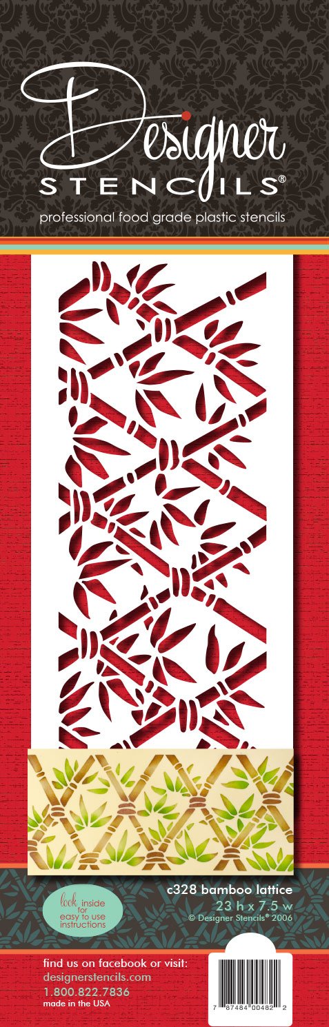 Designer Stencils Bamboo Lattice Cake Stencil, Beige/Semi-Transparent