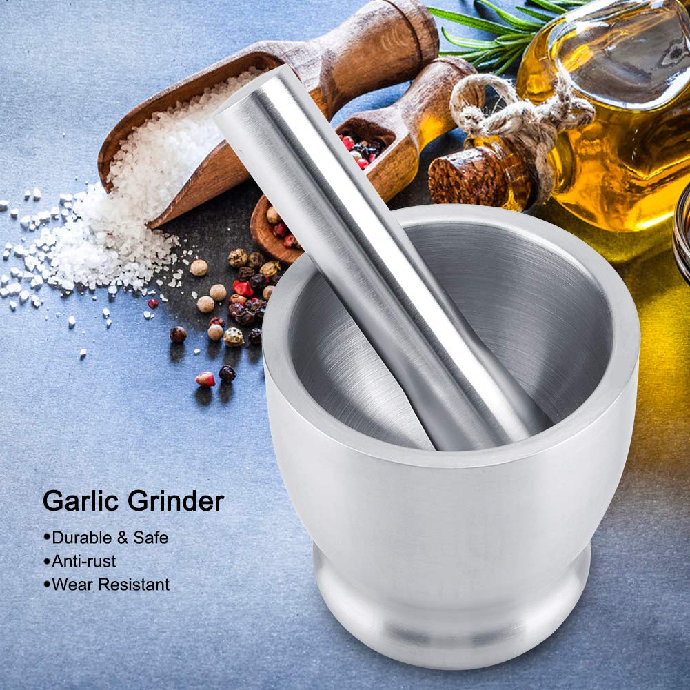 Stainless Steel Mortar And Pestle Set, Pill Crusher, Heavy Duty Kitchen Grinding Bowl Grinding Tool For Grinding Spices Seasonin