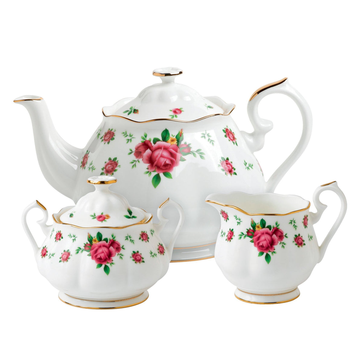 New Country Roses Royal Albert New Country Roses 3-Piece (Teapot, Sugar & Creamer) Tea S ...