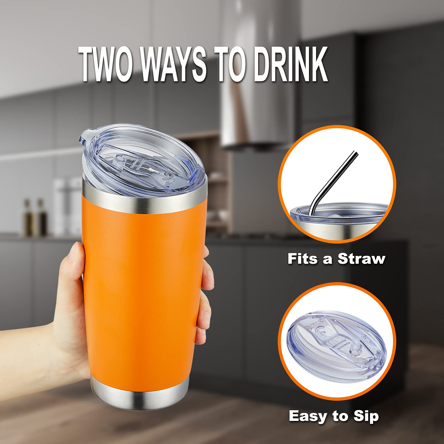 Comooo 20Oz Double Wall Vacuum Insulated Travel Mug Bulk Stainless Steel Tumbler With Lid And Straw Durable Powder Coated Insula