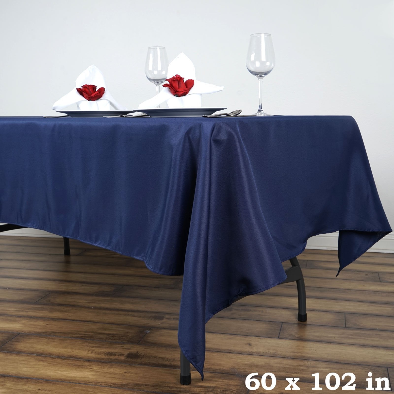 Balsacircle 60X102-Inch Navy Blue Rectangle Polyester Tablecloth Table Cover Linens For Wedding Party Events Kitchen Dining