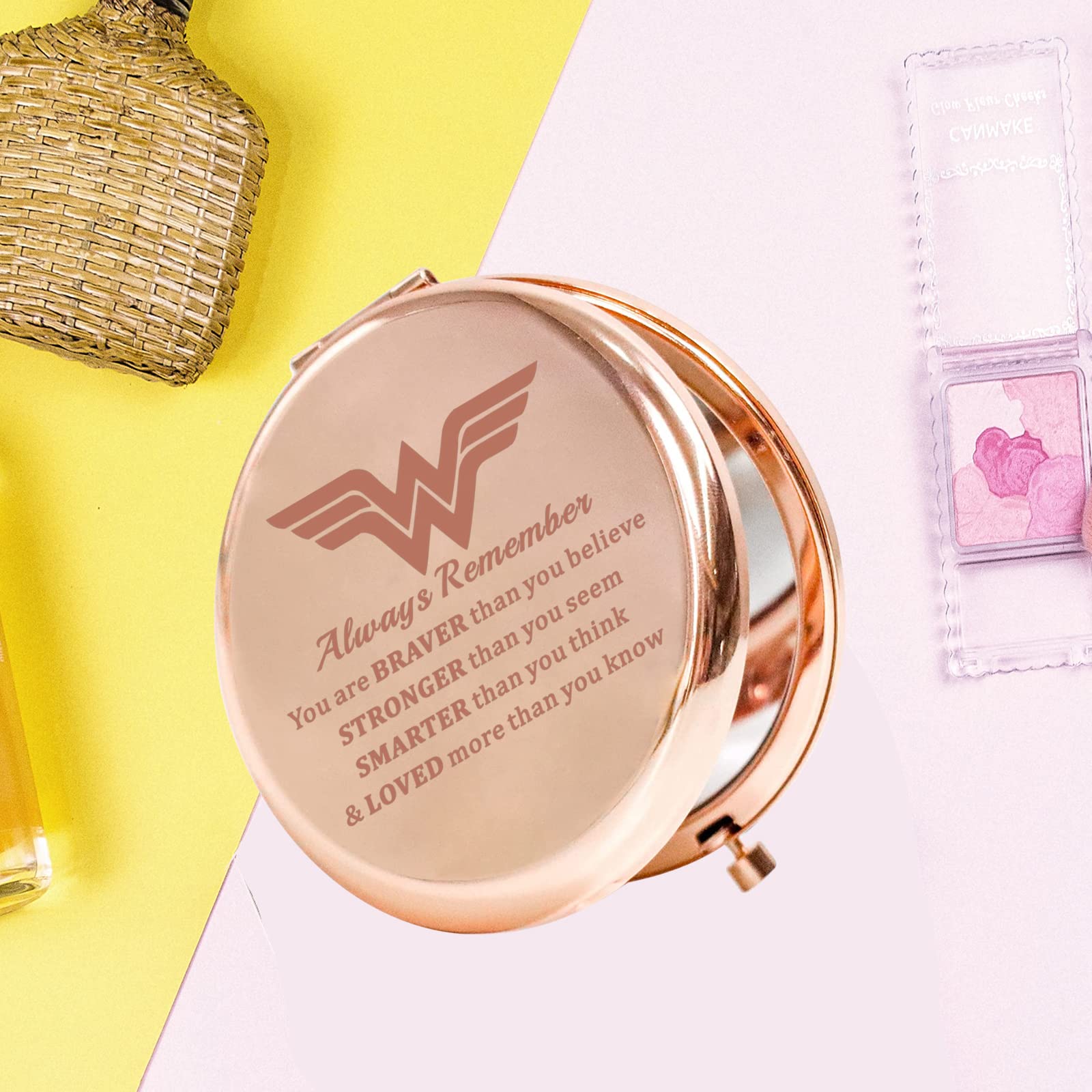 Keychin Heroine Pocket Mirror Diana Fans Gift You Are Braver Stronger Smarter Than You Think Heroine Compact Mirror For Women Gi