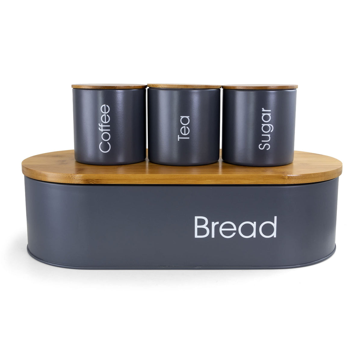 Megachef Charcoal Gray And Bamboo Full Kitchen, 4 Piece Set