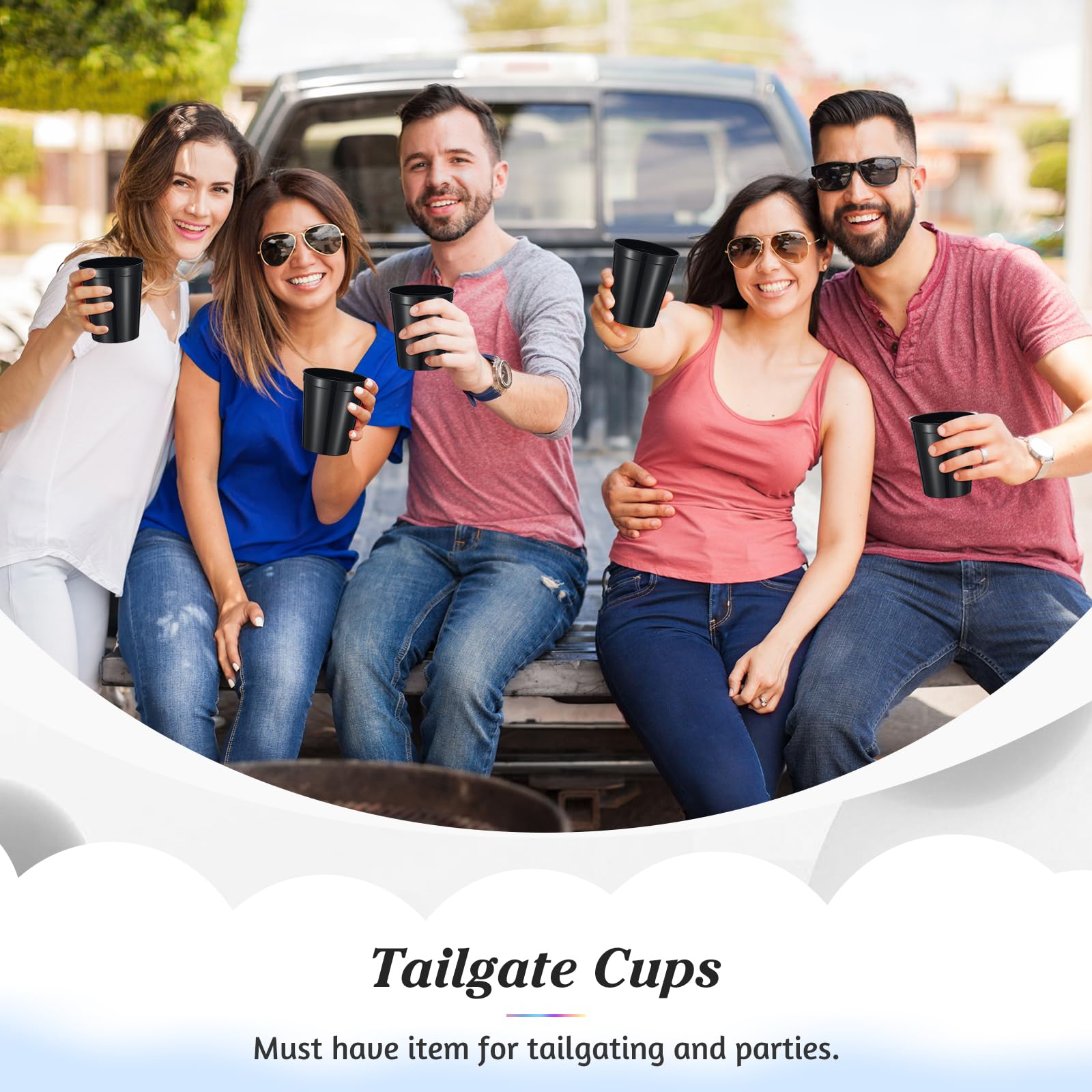 Mifoci 24 Pcs Stadium Plastic Cups Blank Reusable Drink Tumblers Bulk Stackable Drinking Stadium Tumbler For Kids Birthday Party