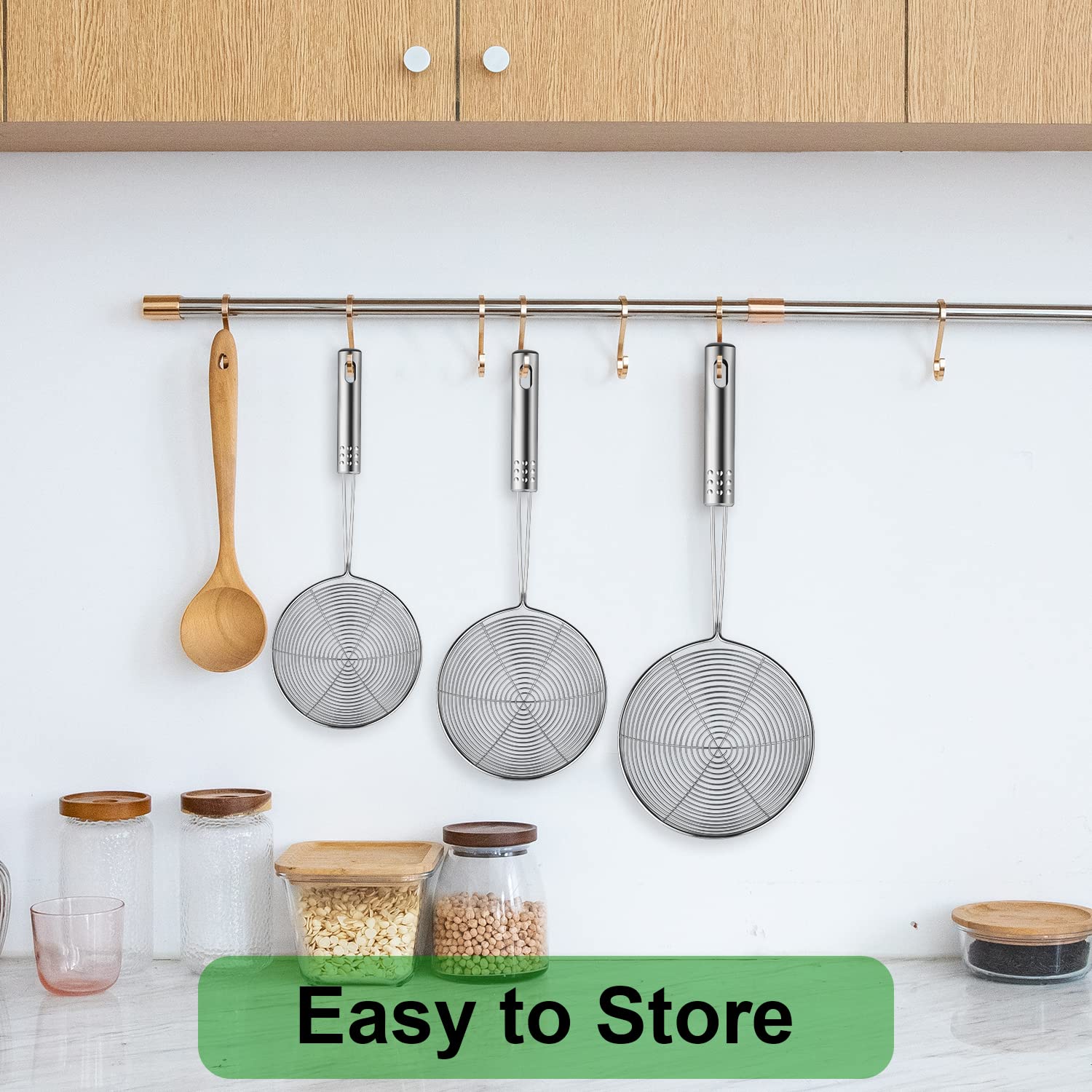 Swify Spider Strainer Set Of 3 Asian Strainer Ladle Stainless Steel Wire Skimmer Spoon With Handle For Kitchen Frying Food, Past