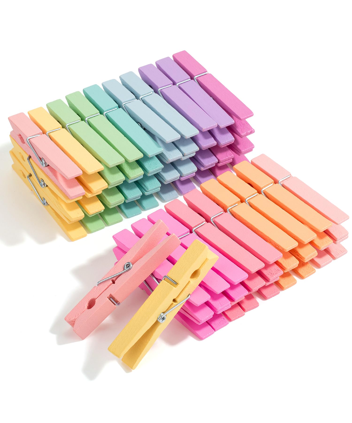 Mr. Pen- Wooden Clothes Pins, Natural Wood, 50 Pack, 2.9 Inch, Pastel Colors, Rust Resistant Clothes Pins for Hanging Clothes, C