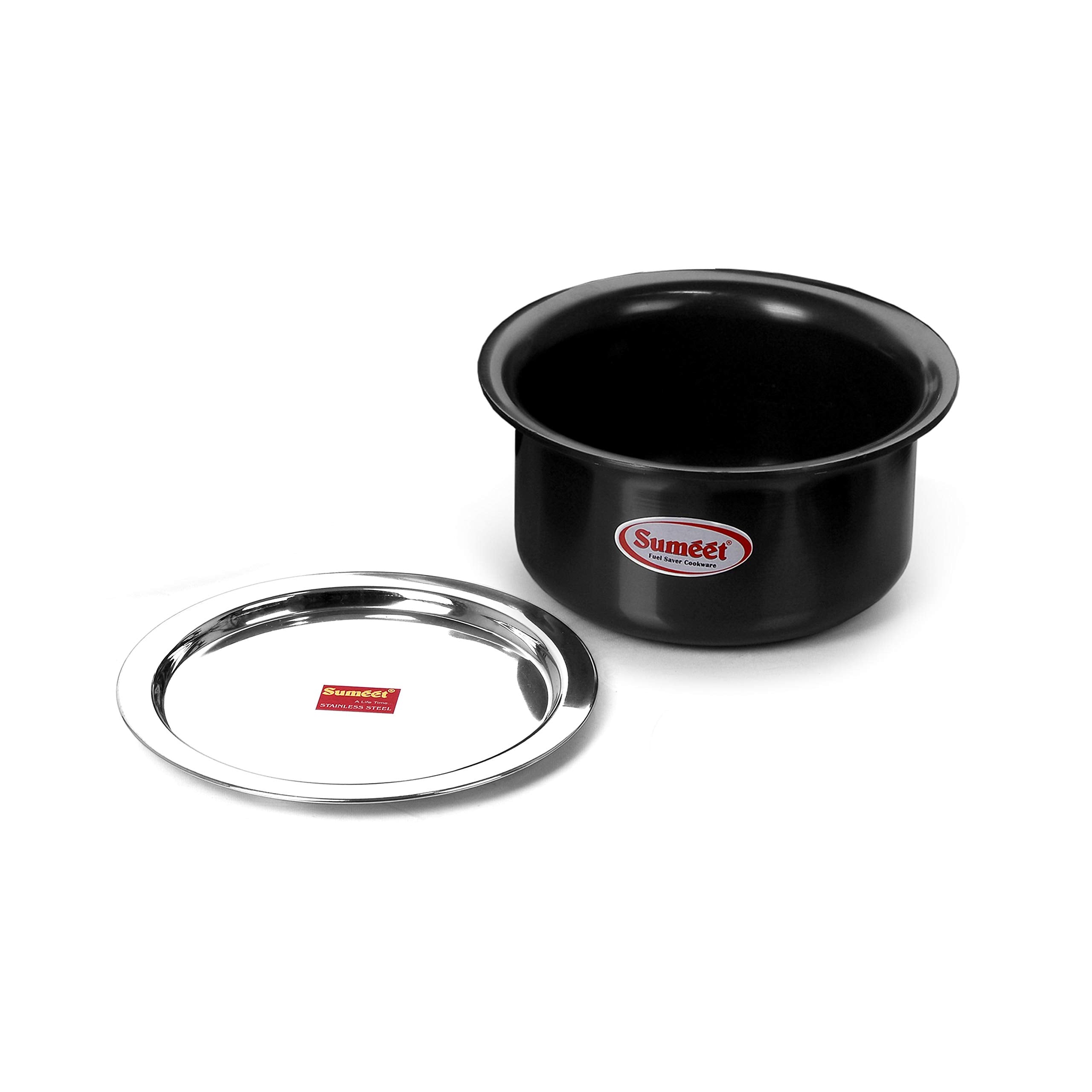 Sumeet Aluminium Thick Anodized Hard Tope With Lid, 3.5 L, 1 Piece (Black), 3.5 Liter