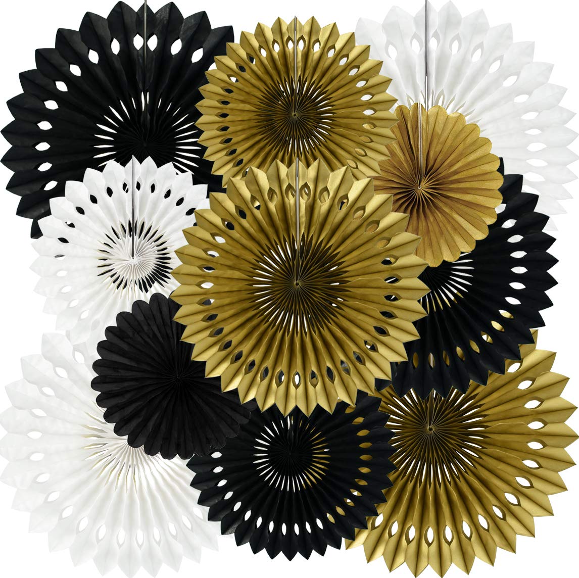 Beishida Black Gold White Hanging Honeycomb Round Paper Fans Decoration Set For New Year Baby Shower Birthday Wedding Bacheloret