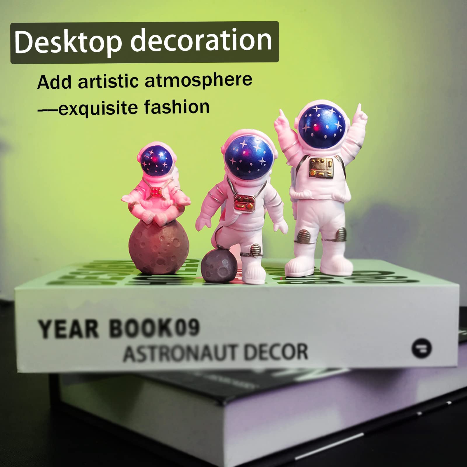 4 Pcs Astronaut Figurine, Blue Astronaut Figure Toy Desktop Ornaments Resin Outer Space Birthday Cupcake Spaceman For Kids Party