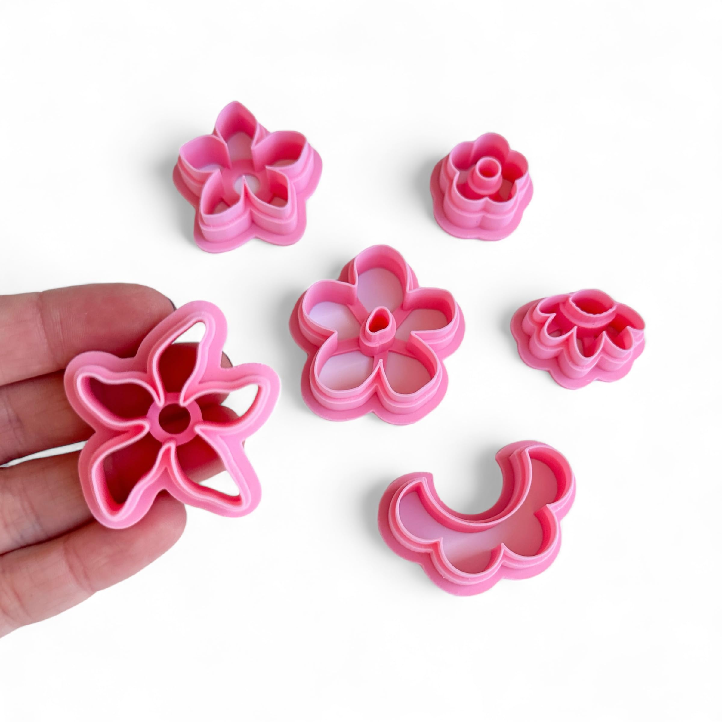 Polymer Clay Cutters - The Clayful Co Floral Flower Pack Set Of 6 - Plastic Cutter For Making Jewelry And Earring Shapes