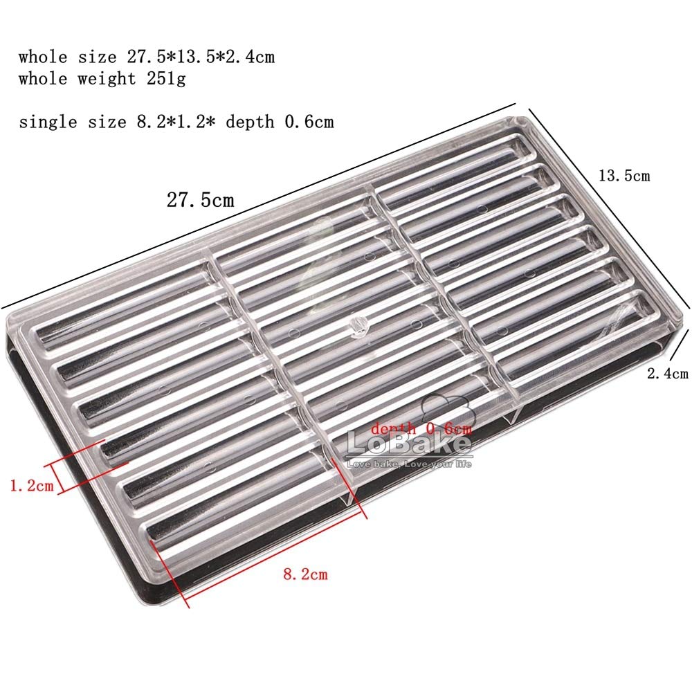 18 Cavities Long Sticks Shape Polycarbonate Pc Chocolate Mold Candy Fondant Ice Cube Mould Baking Moldes Diy Bakeware Supplies