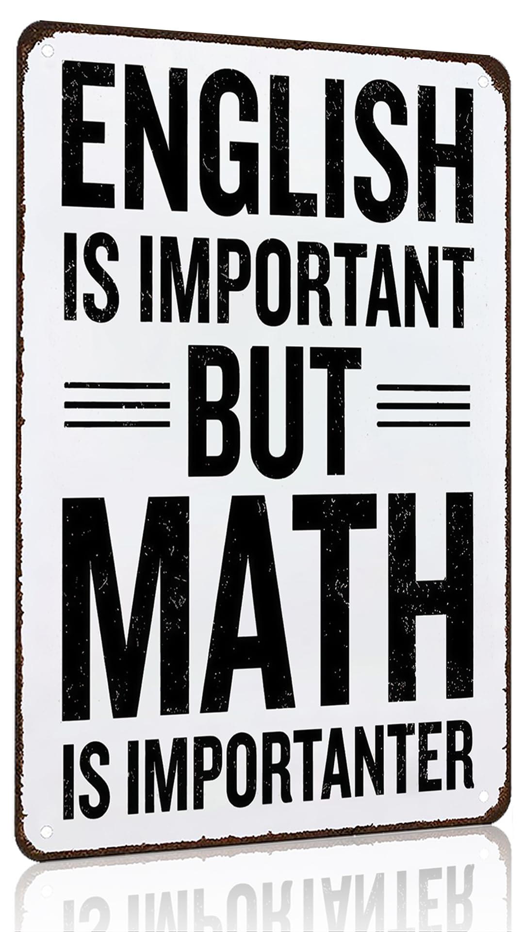 Smilelife Students Teachers Gift English is Important But Math is Importanter Funny Math Class Tin Sign for Home Classroom Study