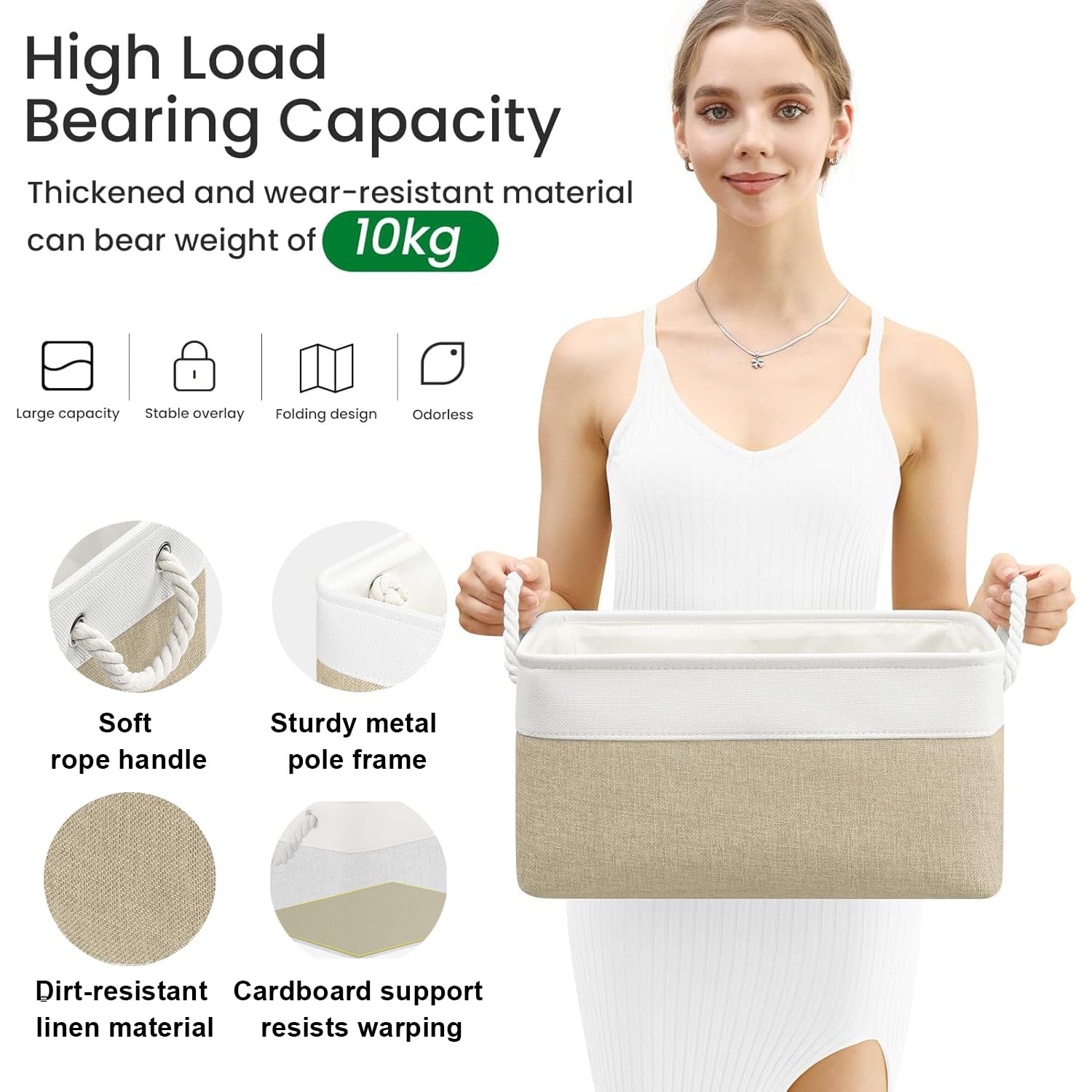 Vqrtexa Storage Baskets, Fabric Storage Bins, Versatile Storage Baskets For Shelves With Handles, Large Closet Organizers For Sh