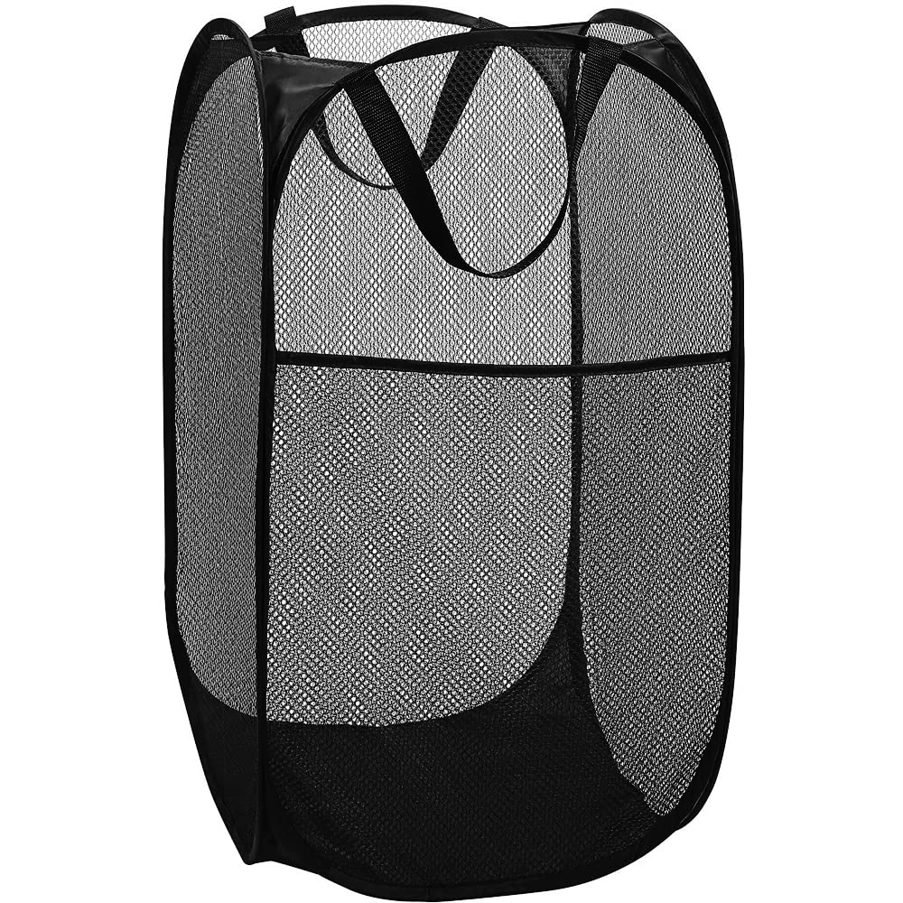 BATTOO Strong Mesh Pop Up Hampers for Laundry, Collapsible Laundry Baskets with Side Pocket Carry Handles for Laundry Room, Bath