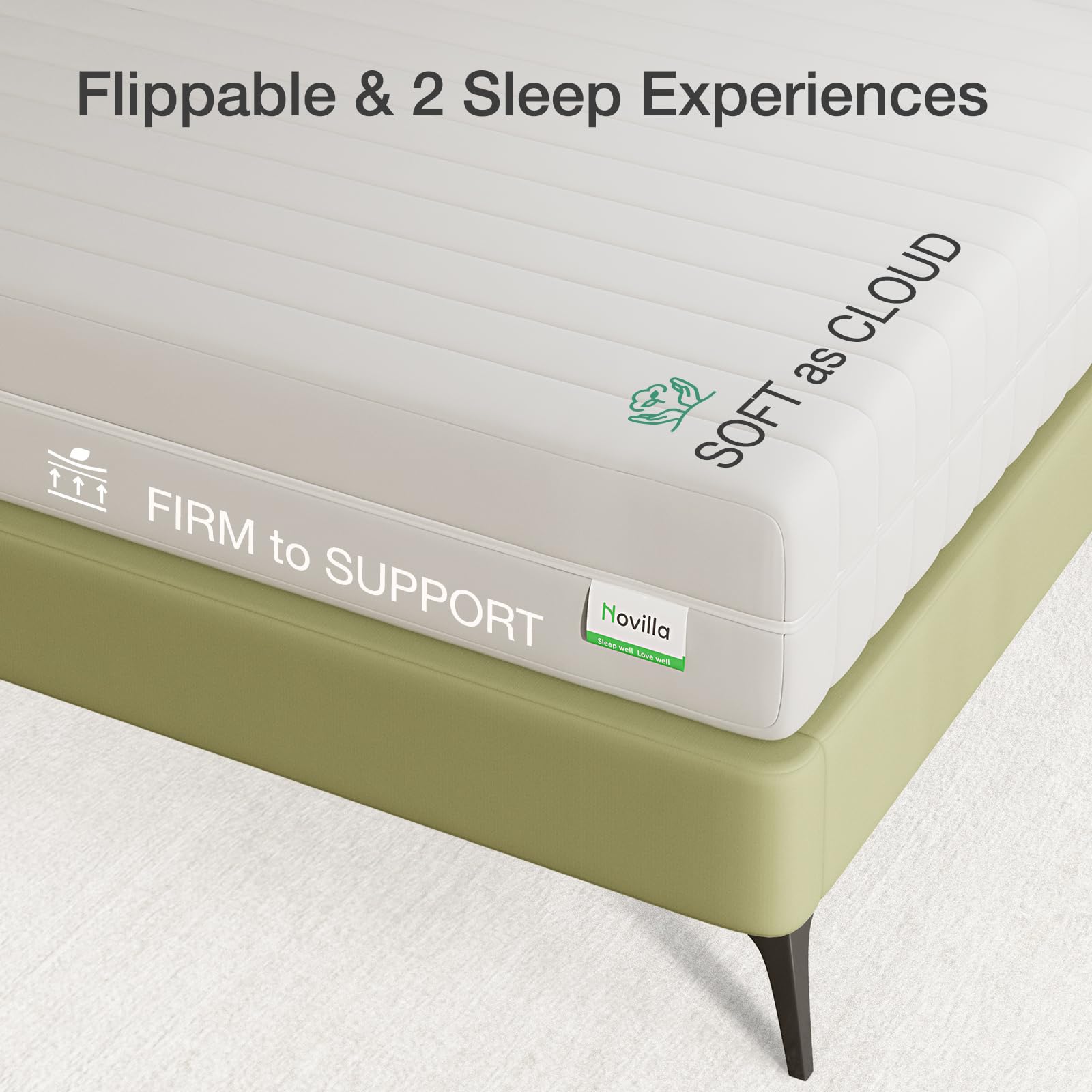 Novilla Twin Mattress, 6 Inch Foam Mattress In A Box, Double Side Sleep Twin Size Mattress With Breathable Fabric Cover For Back