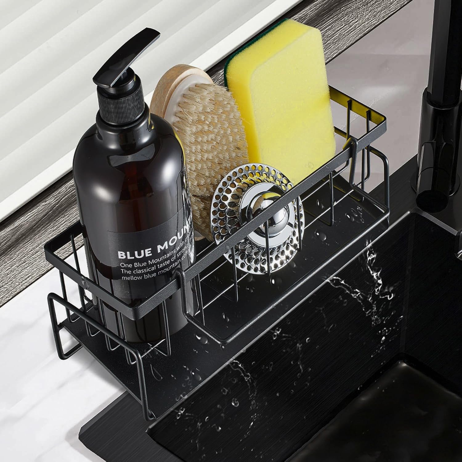 Inovera (Label) Sponge Holder For Kitchen Sink - Dish Soap Brush Holding Rack Stand - Sinks Organizer Caddy - 23L X 9B X 10H Cm 
