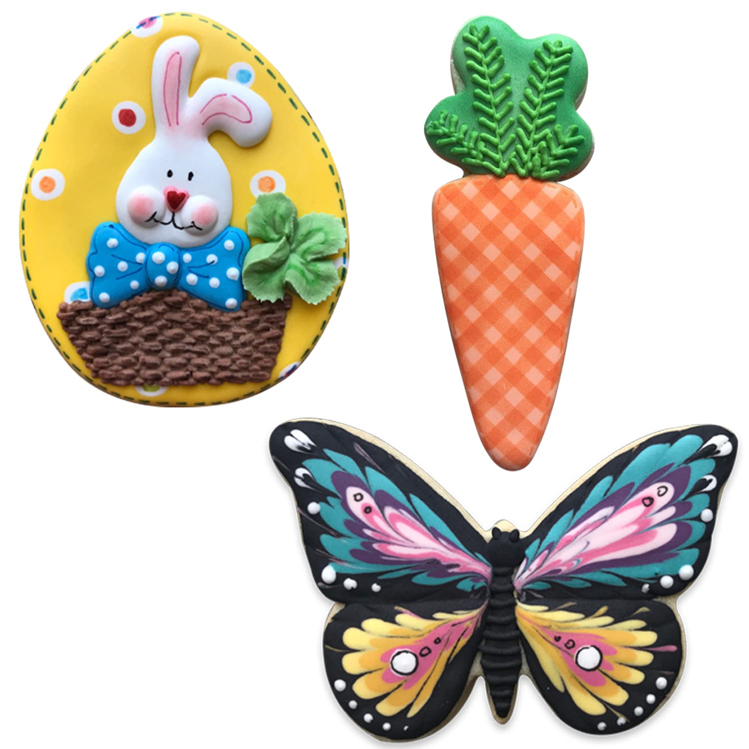 Liliao Easter Cookie Cutter Set, 6-Pc, Butterfly, Egg, Carrot And Flowers In 3 Various Sizes, Stainless Steel