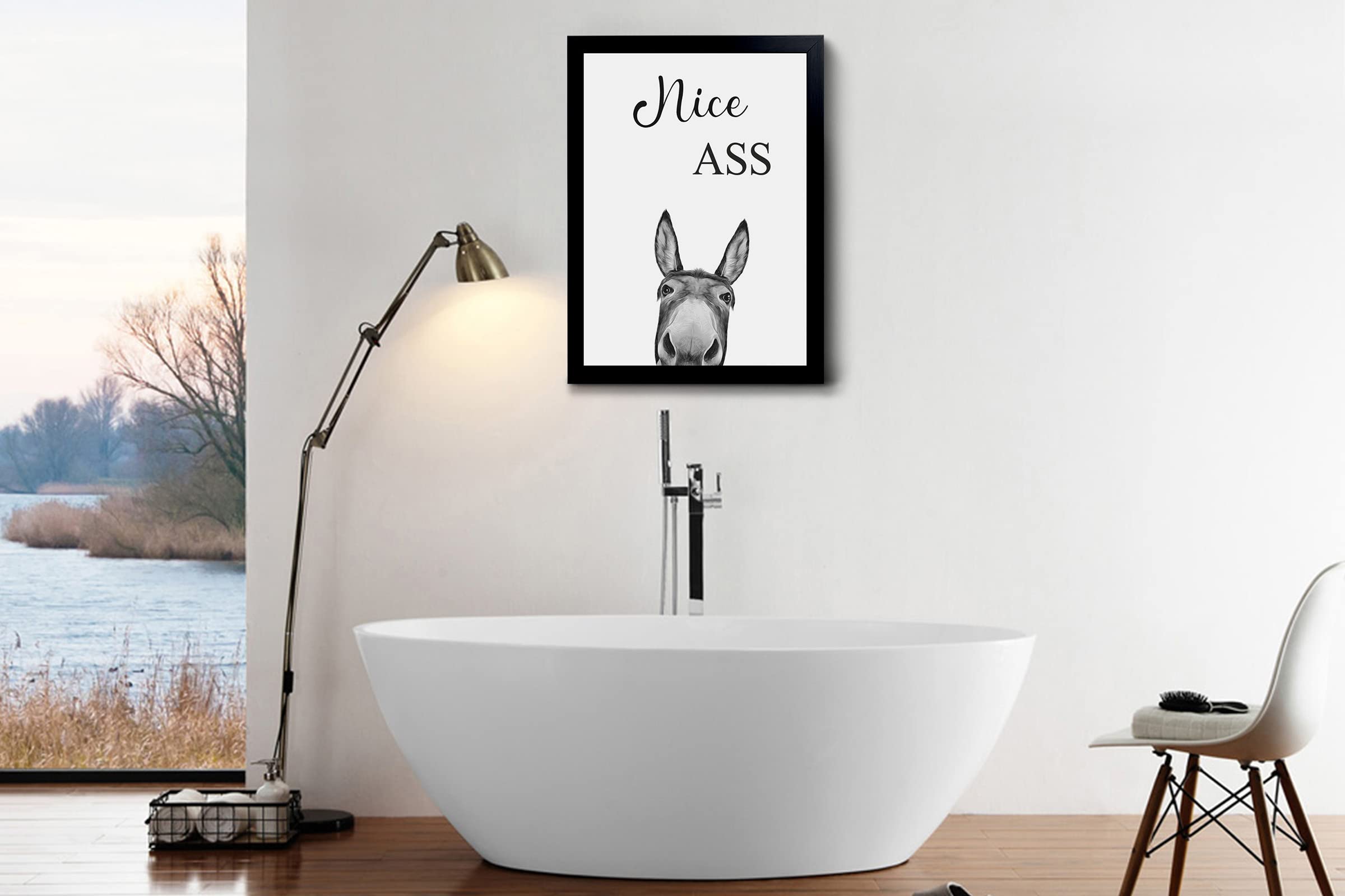 Donkey Animal Prints Toilet Room Decor,Nice Ass Quotes Bathroom Sign, Funny Bathroom Decor Bathroom Signs, Funny Bathroom Wall A