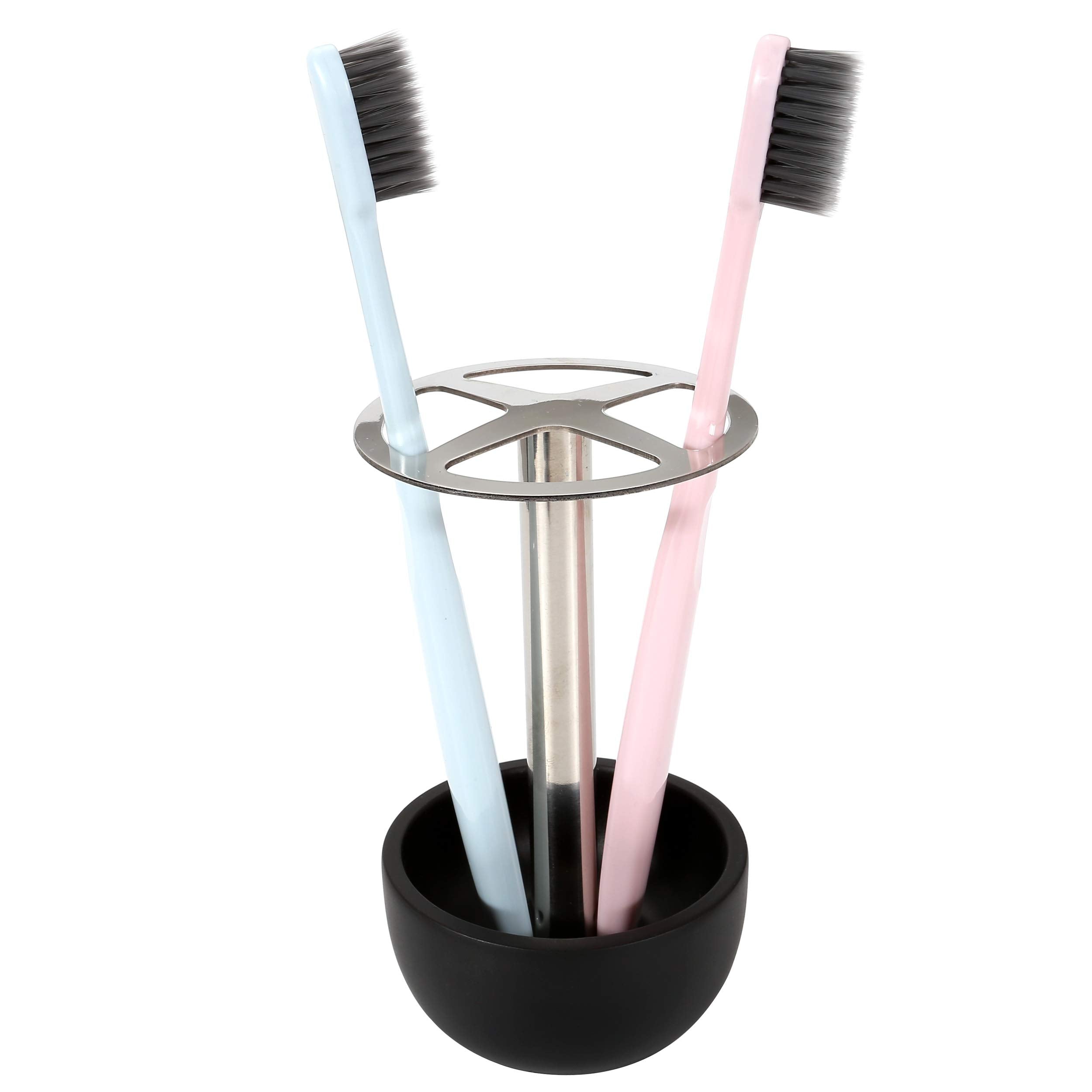 Cozycabin Toothbrush Holder Stand, For Razor, Bathroom Vanity Countertop, Stainless Steel Toothbrush Bathroom Organizer (Black)