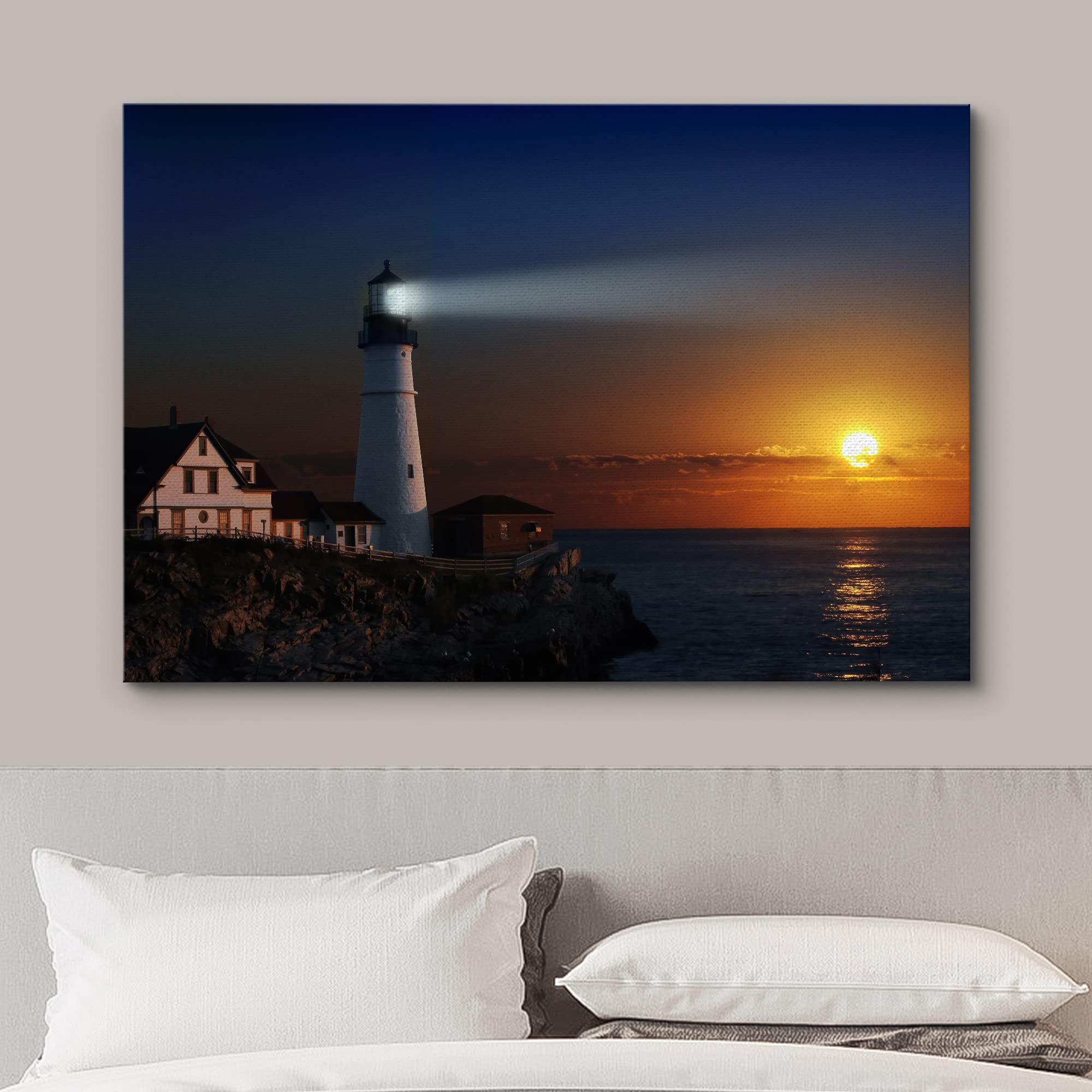 Wall26 Canvas Print Wall Art Portland Island Lighthouse At Dawn Nature Wilderness Photography Modern Art Rustic Scenic Colorful