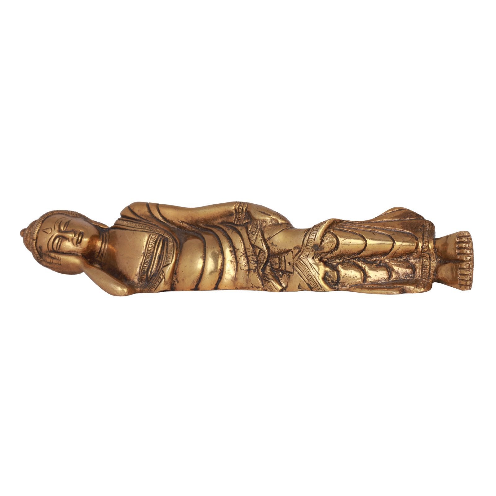 Kartique Brass Buddha Sleeping On Right Hand