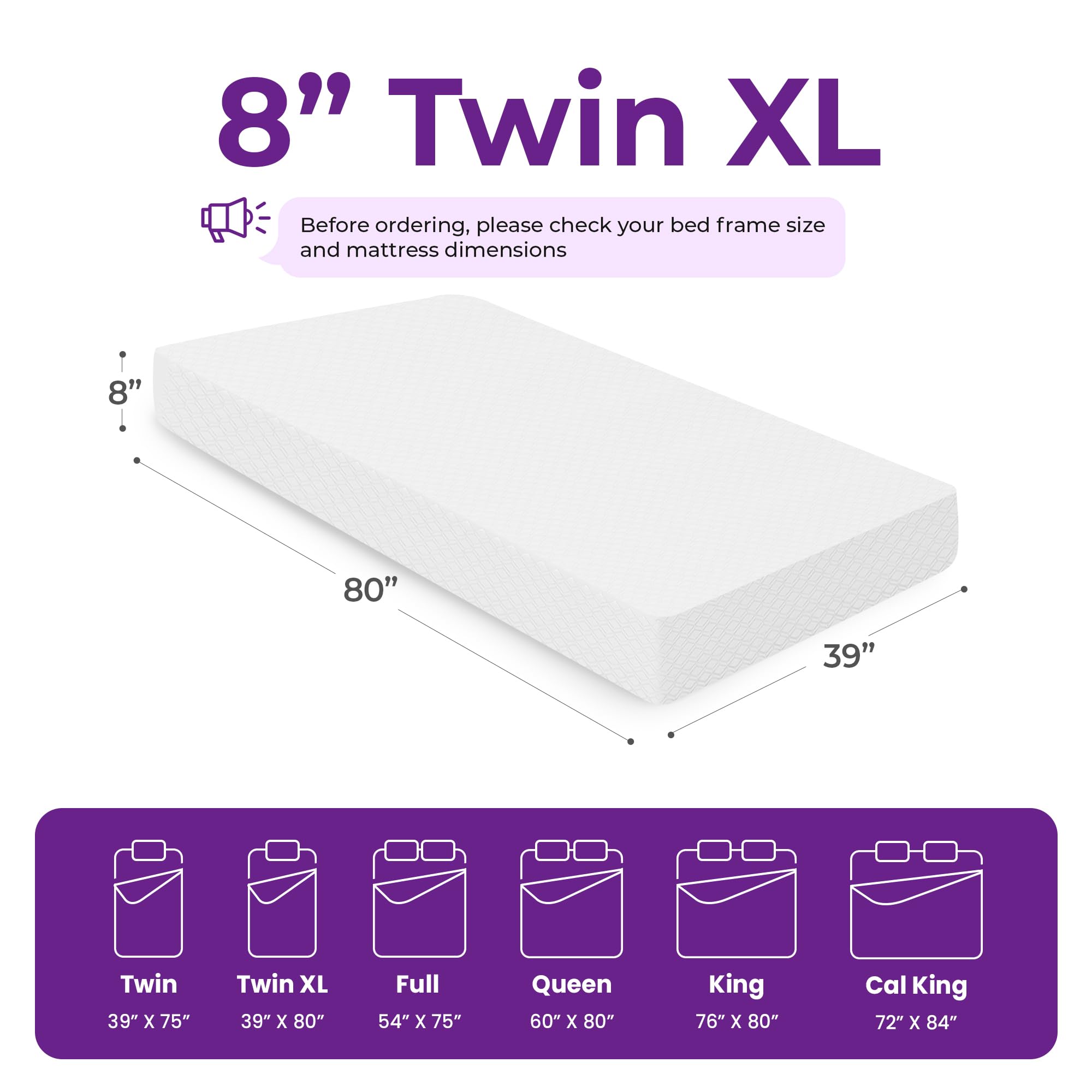 Gaeste 8 Inch Twin Xl Cooling Gel Memory Foam Mattress For Cool Sleep Medium Firm Certipur-Us Certified Mattress In A Box Pressu