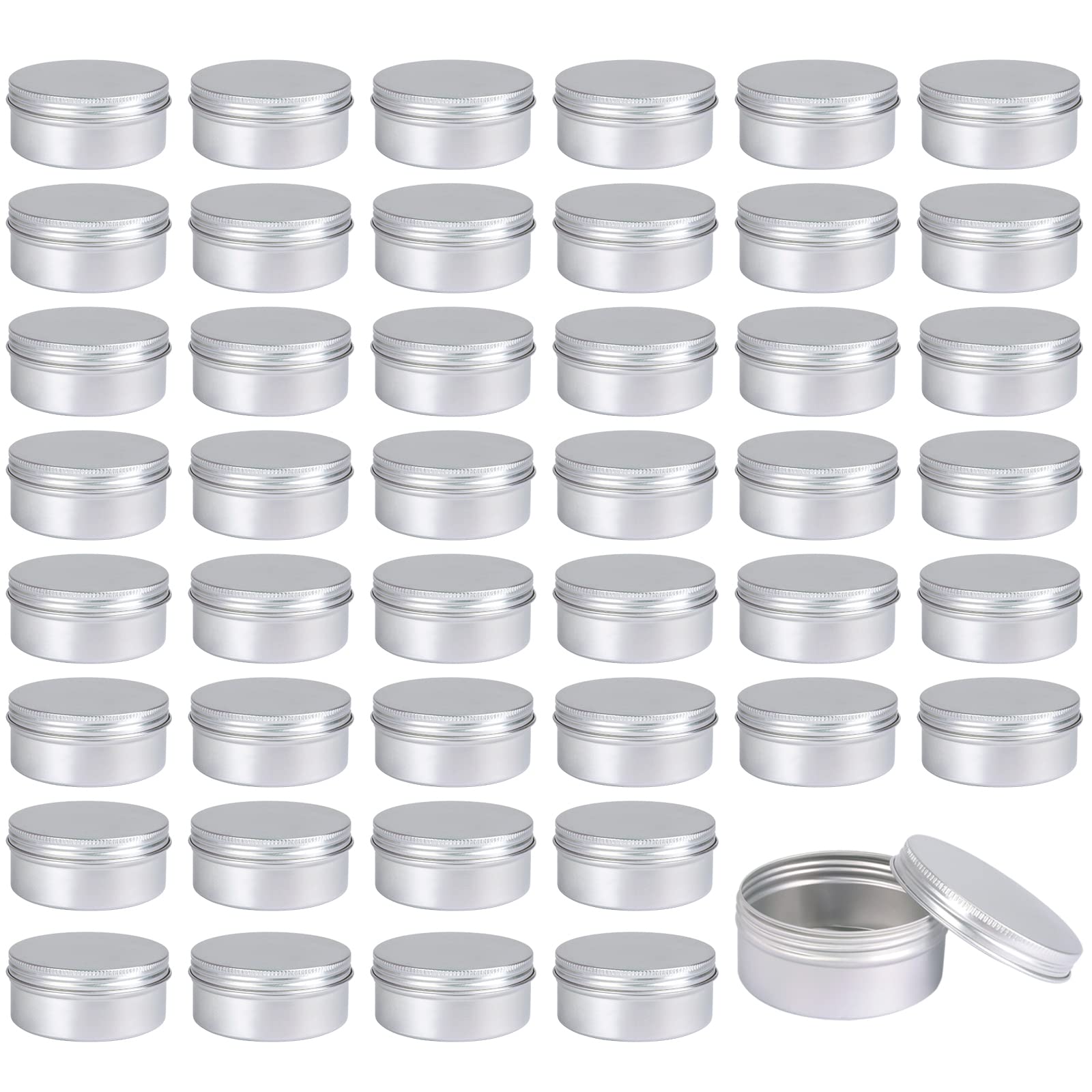 Moretoes 45 Pack Tins, 4Oz Metal Round Tins Aluminum Empty Candle Tins With Screw Lid For Lotion Bars, Salve, Spices Or Candles