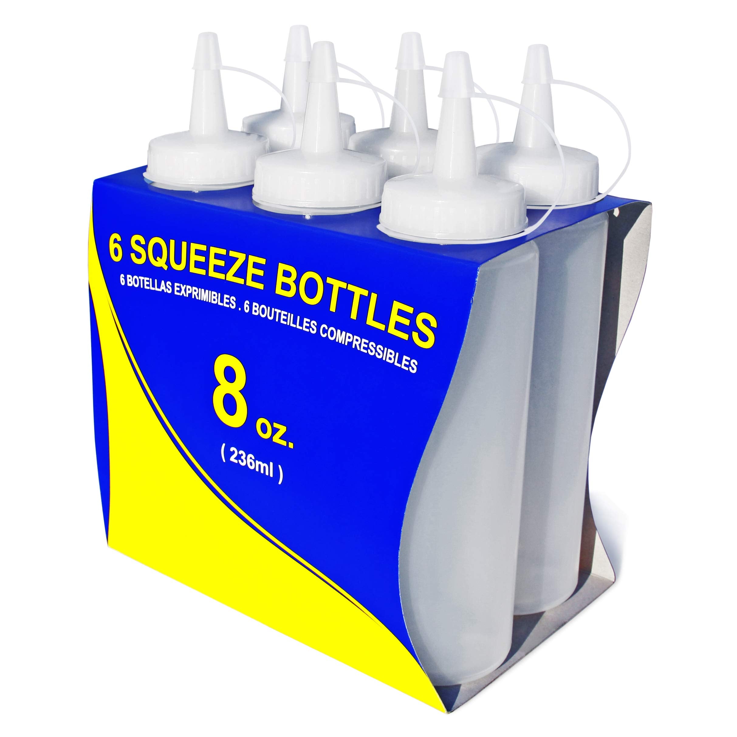 New Star Foodservice 26283 Squeeze Bottles, Plastic, 8 Oz, Red, Pack Of 6