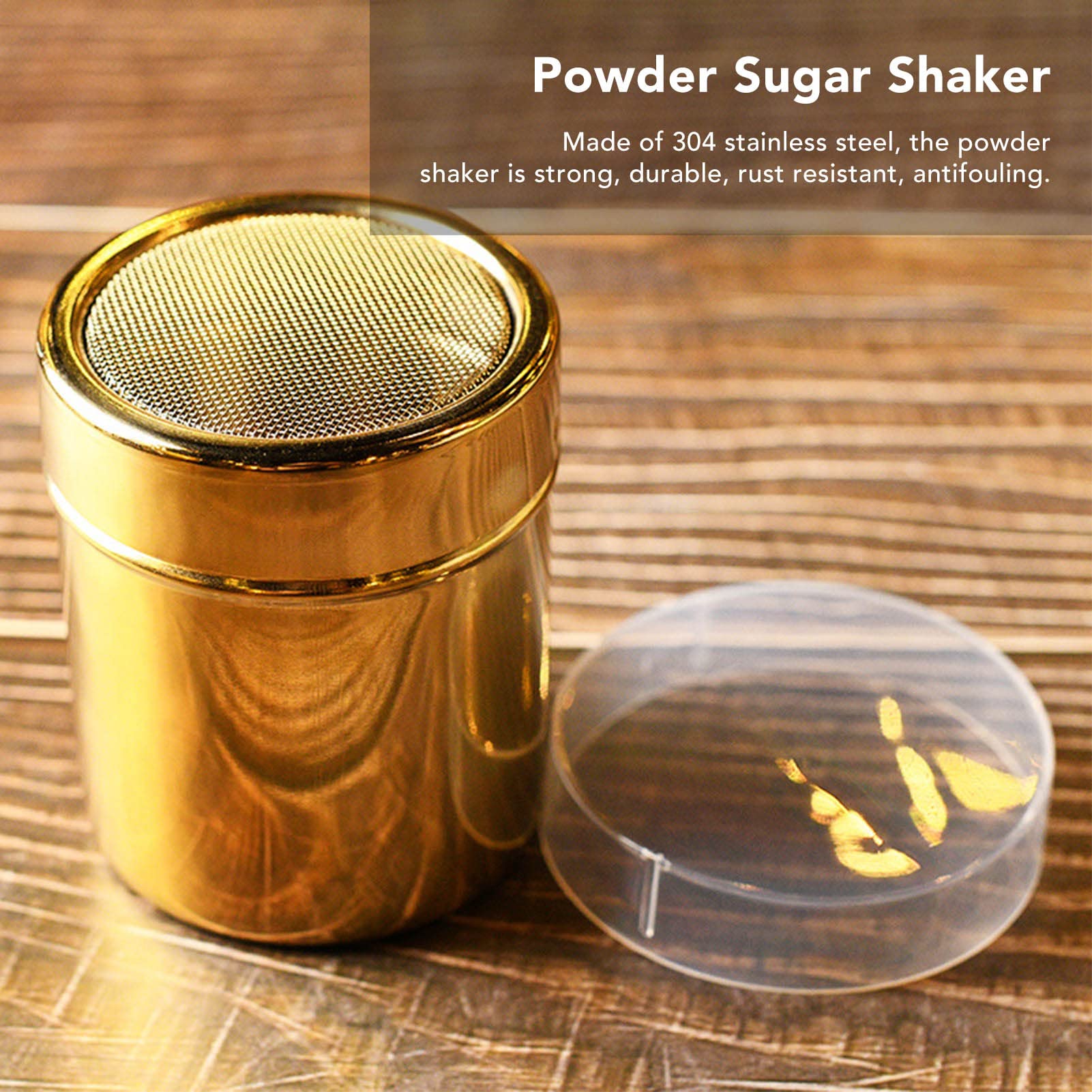 Stainless Steel Powder Shaker, Salt & Pepper Salt Shakers Gold Fine Mesh Powder Sugar Shaker Can Be Used To Hold Salt Powdered S
