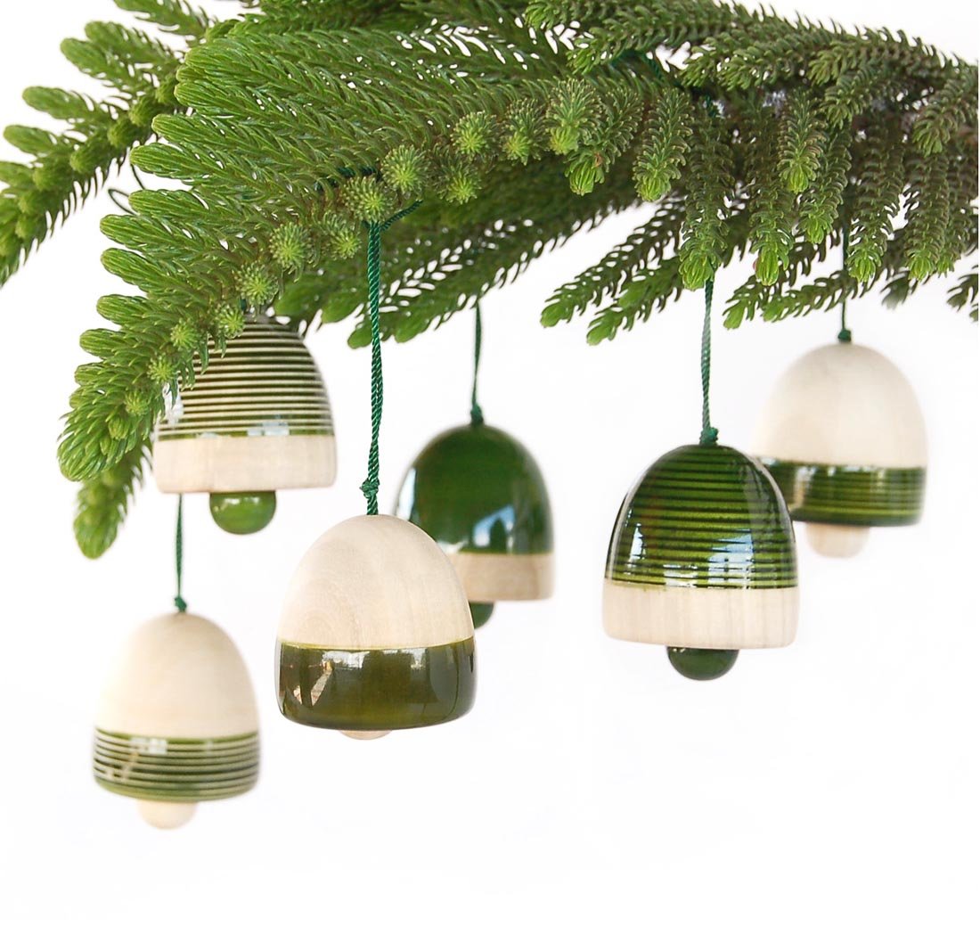Maya Organic Wood Christmas Decor (Green) Pack Of 6