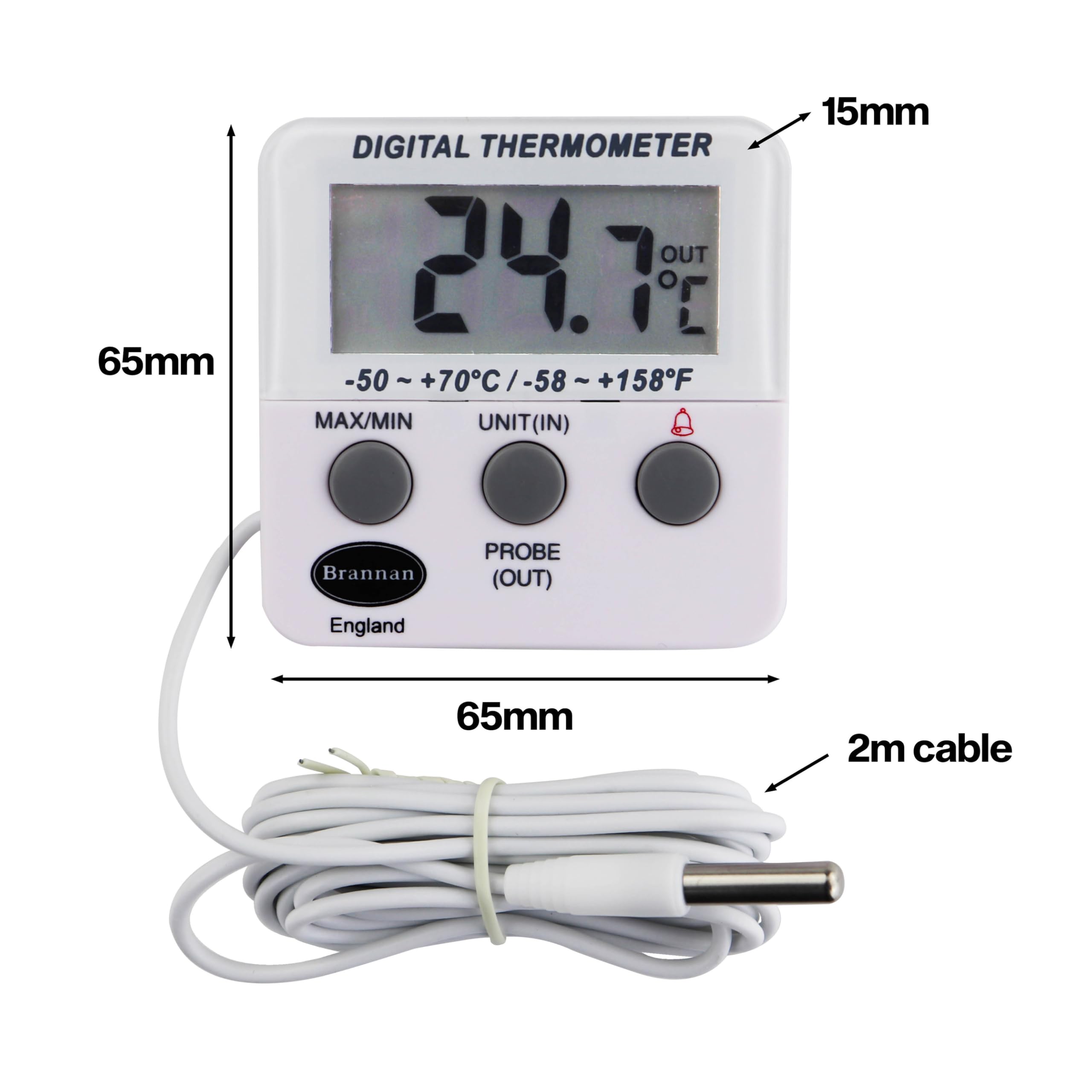 Refrigerator Thermometer Digital - Fridge and Freezer Alarm Alert When Temperatures Drop - Ideal Fridge Freezer Thermometer with Alarm and Max Min